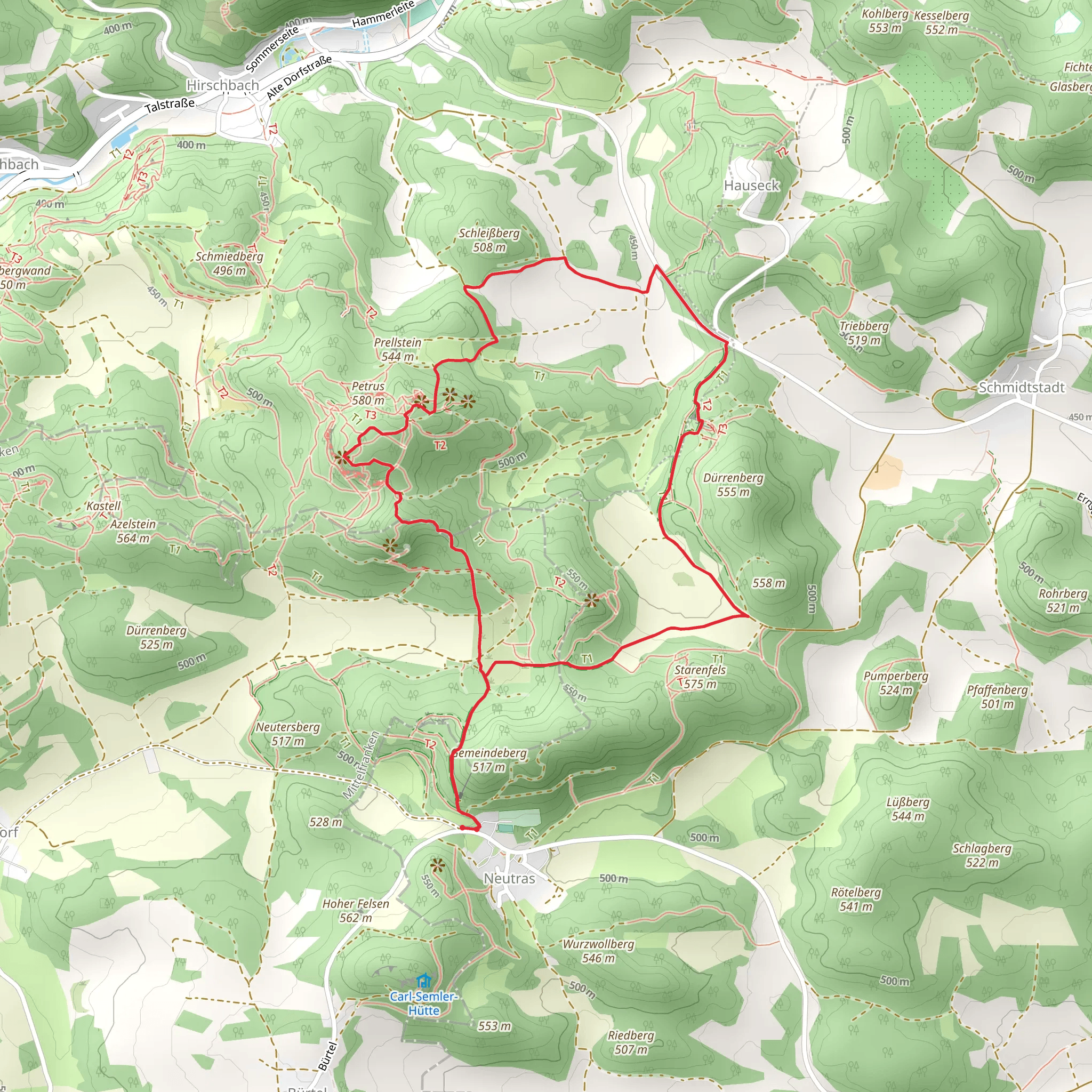 Hoehlen Rundweg and Zutiegswege Hoehengluecksteig mobile static map