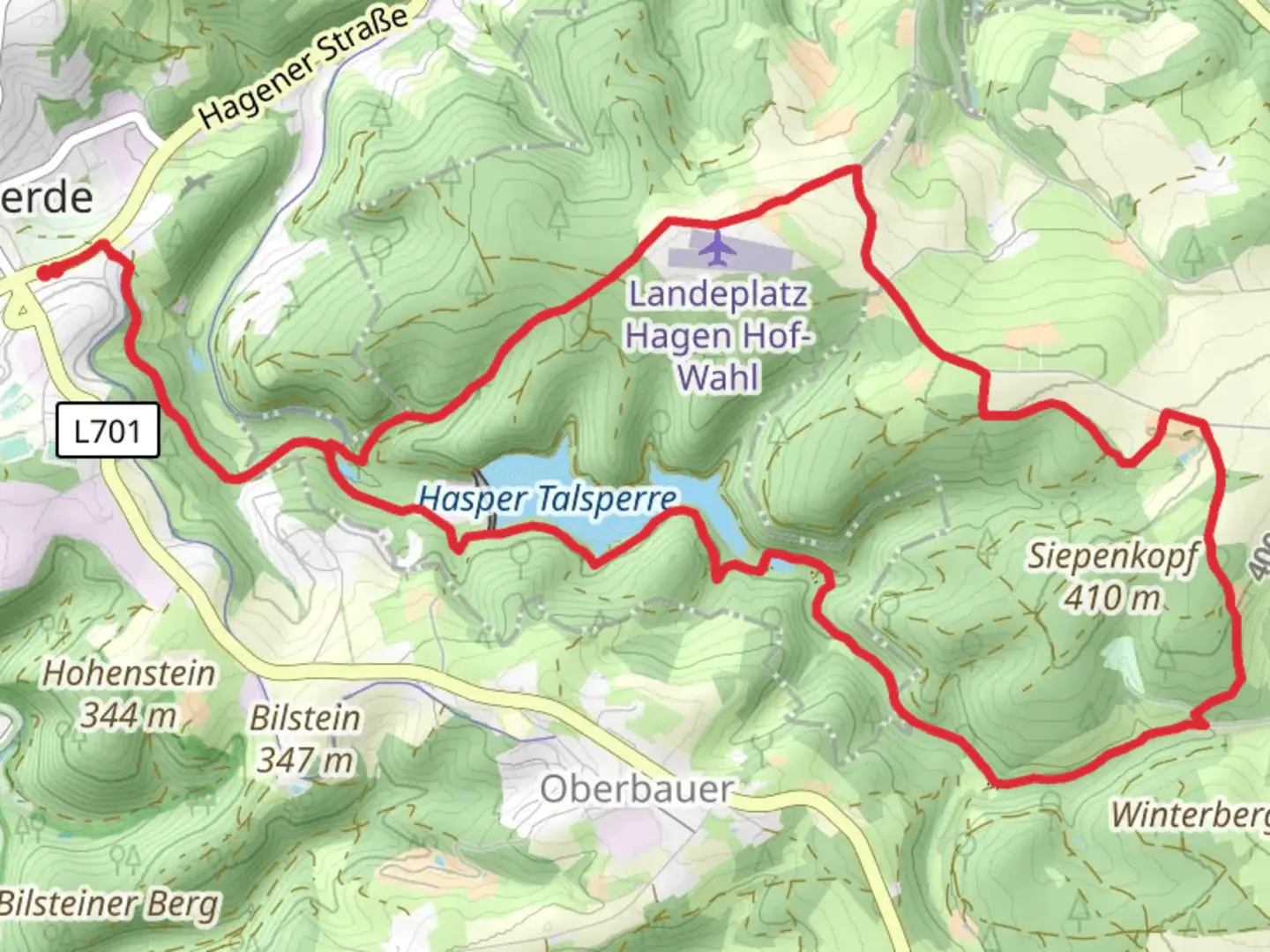 An image depicting the trail Haspertalsperre to Sundern Loop and its surrounding area.