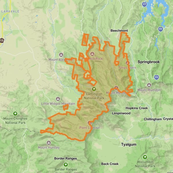 Lamington National Park mobile static map