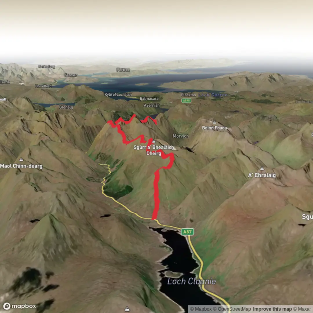 An image depicting the trail Glenshiel North and its surrounding area.