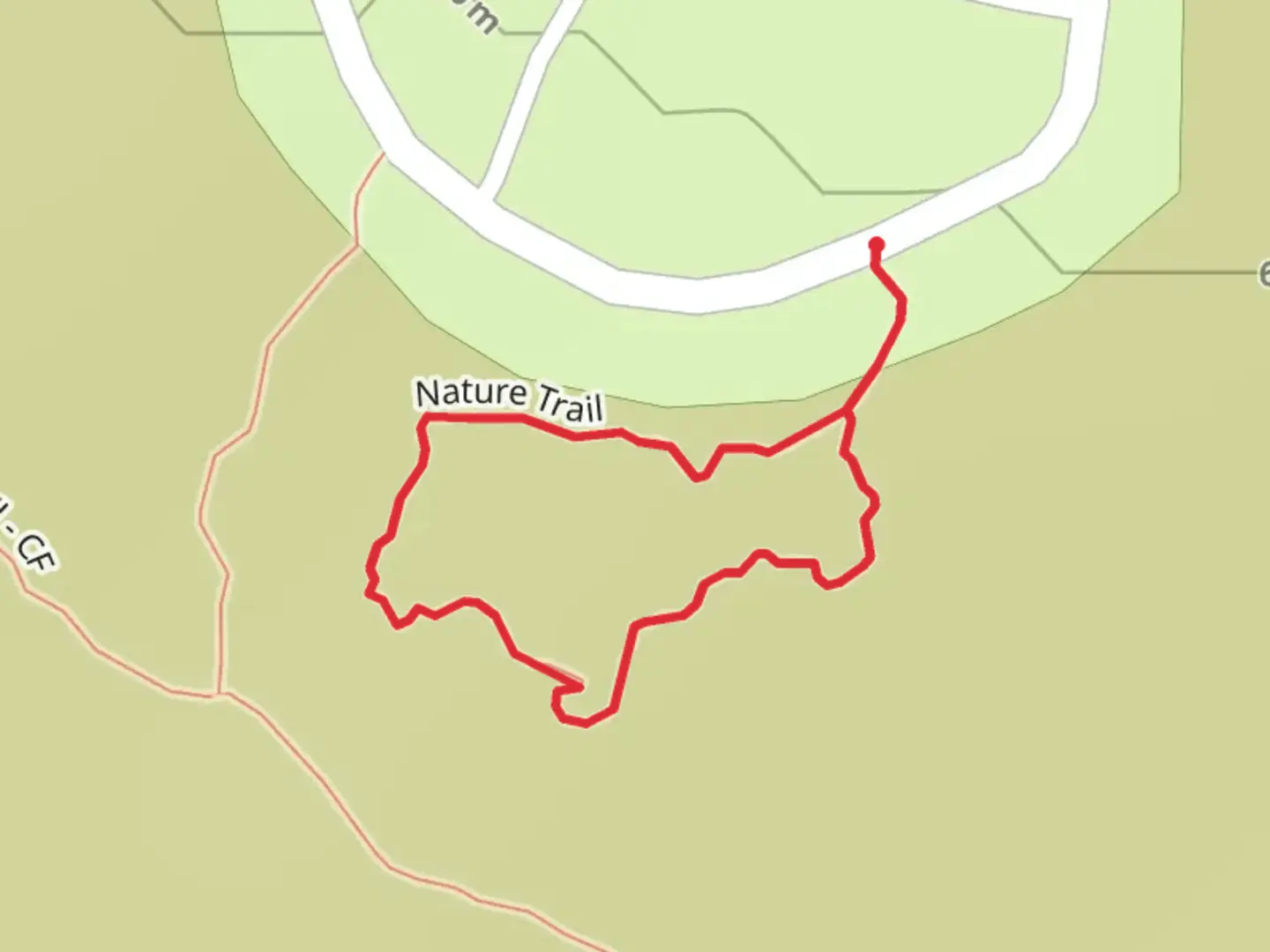 An image depicting the trail Nature Loop Trail from North McKeighan Drive and its surrounding area.