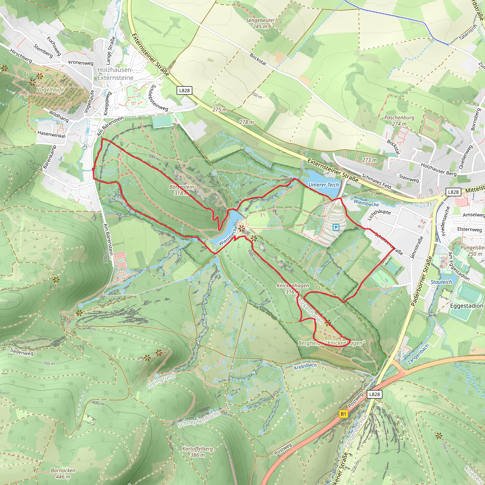 Externsteine, Lonsstein, Unterer Teich and Barenstein Loop mobile static map