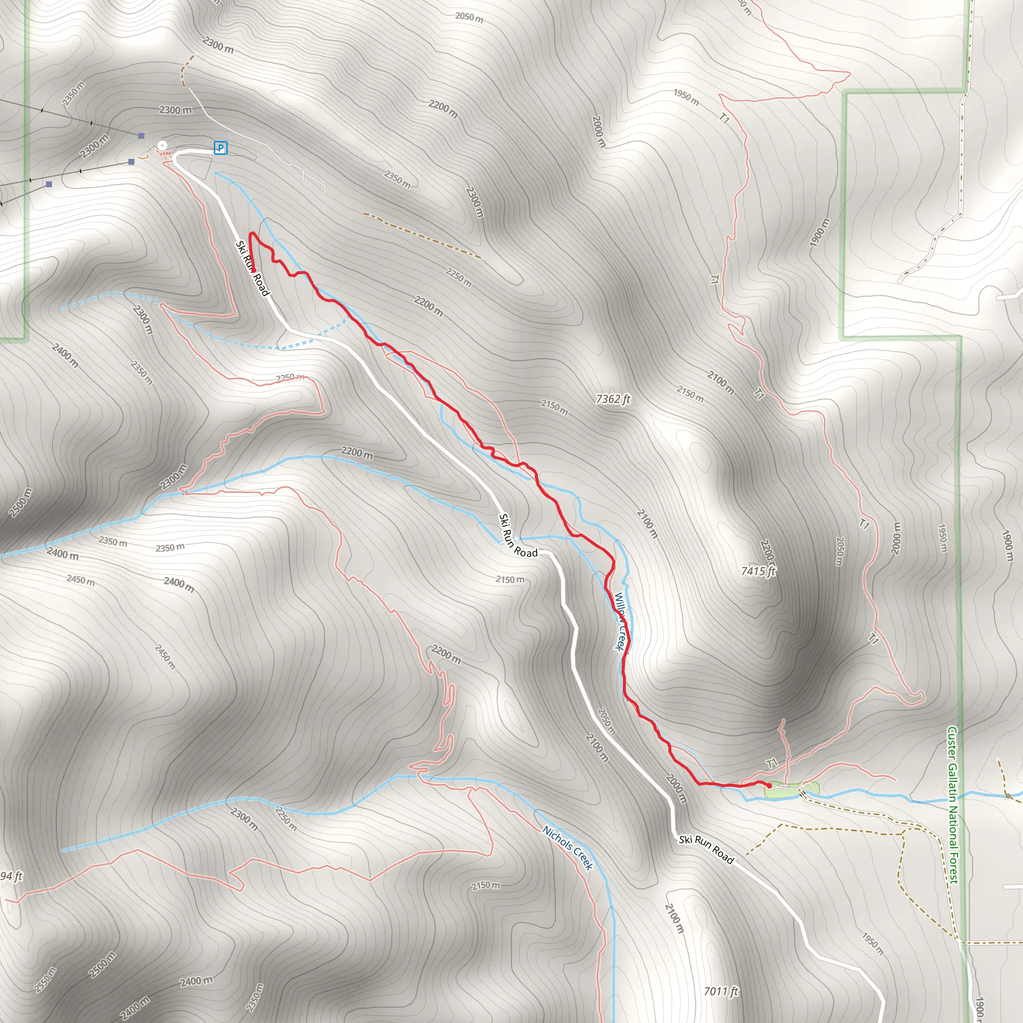 Willow Creek Trail mobile static map