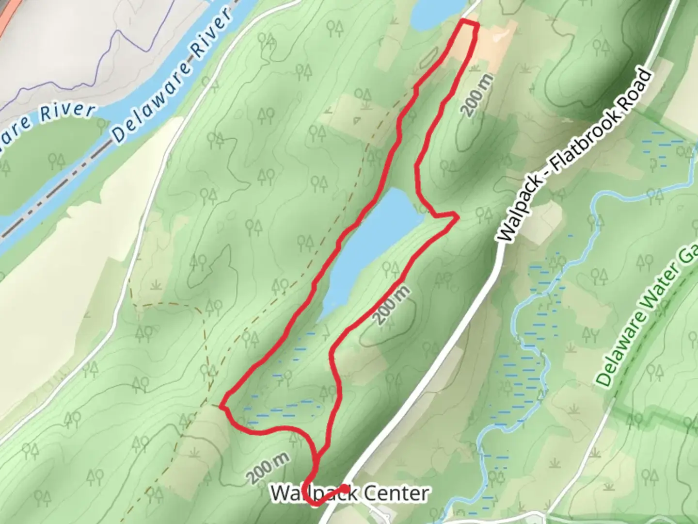 An image depicting the trail Military Road Trail and Walpack Ridge Loop Trail and its surrounding area.