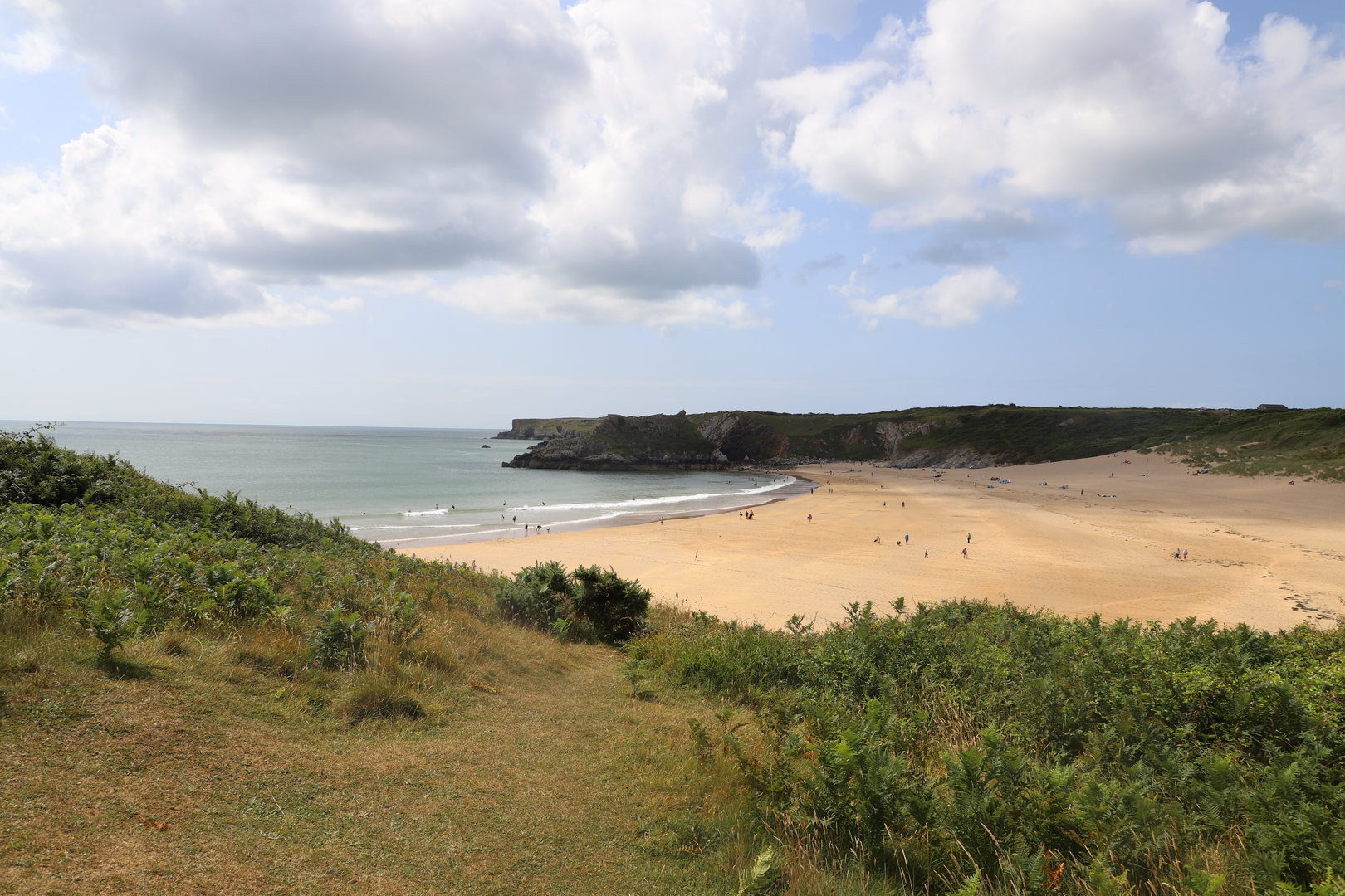 An image depicting the trail Swanlake Bay from Manorbier and its surrounding area.
