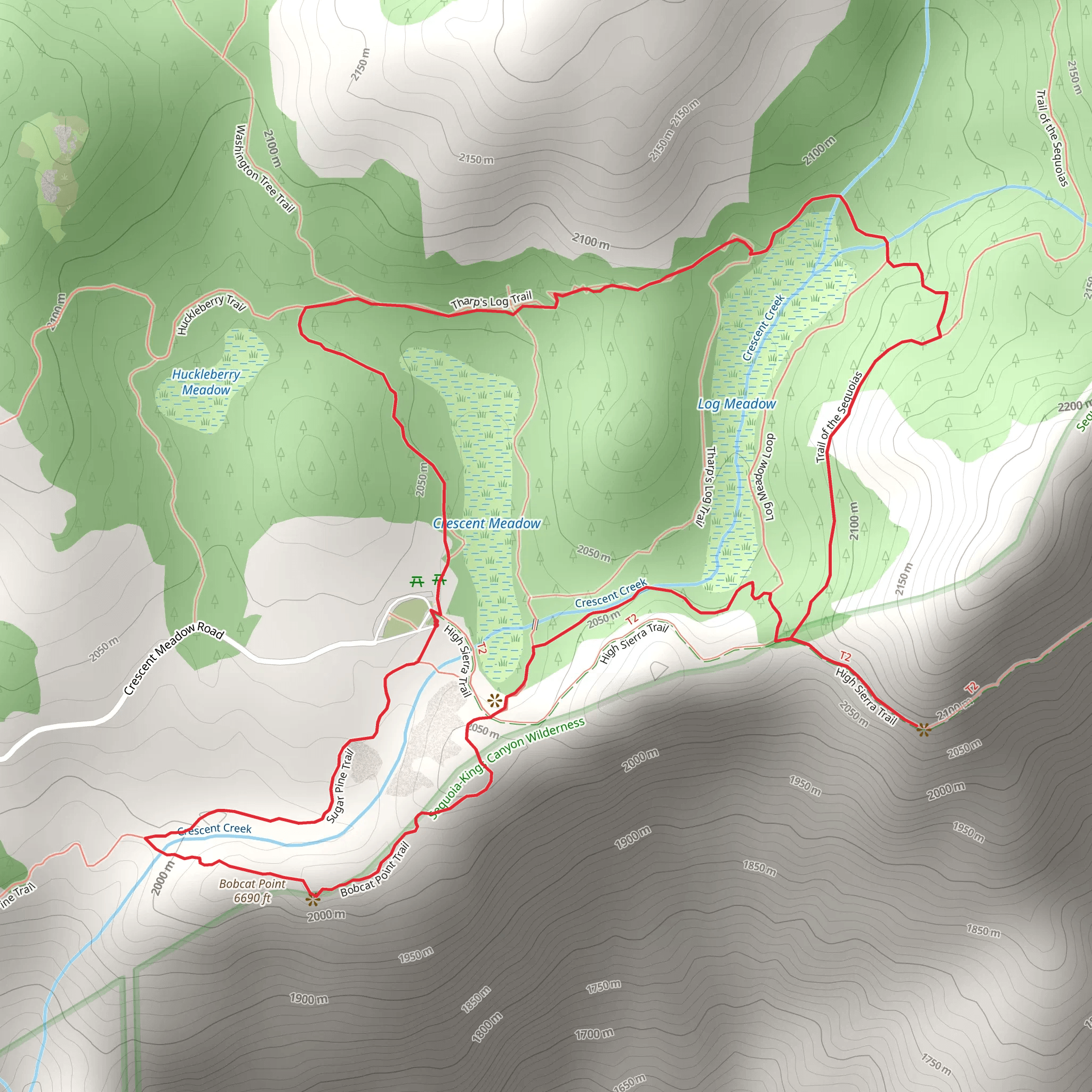 Sugar Pine and Trail of the Sequoias Loop mobile static map