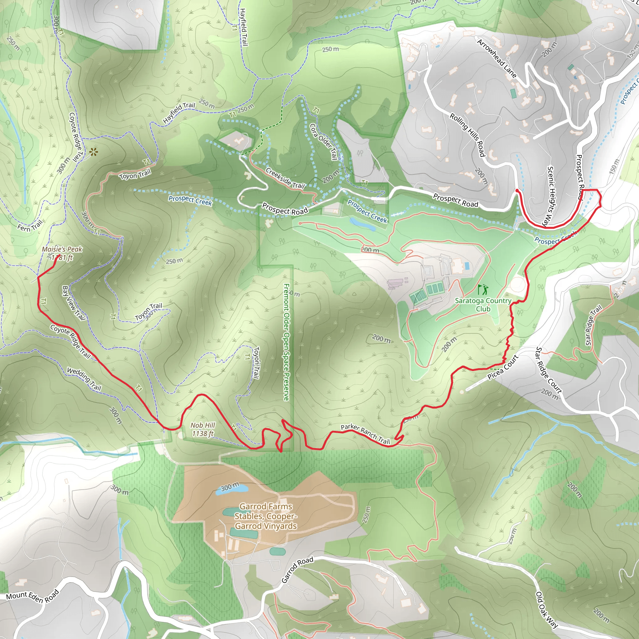 Maisie's Peak via Parker Ranch Trail - Fremont Older mobile static map