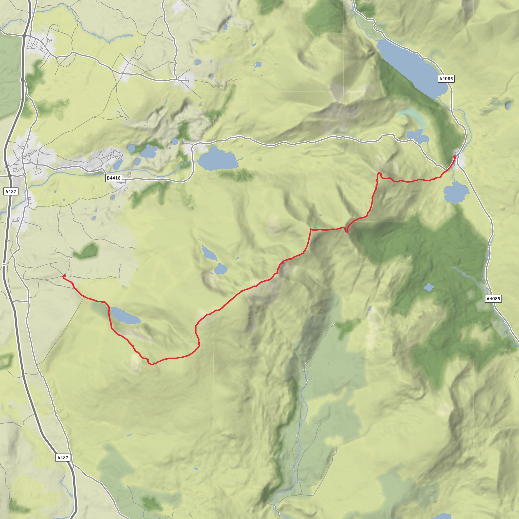 Nantlle Ridge Rhyd-Ddu to Nebo mobile static map