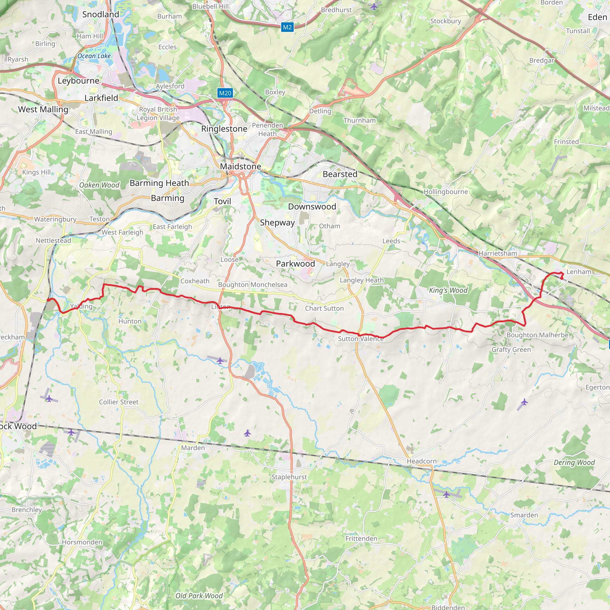 Lenham to Yalding Walk mobile static map