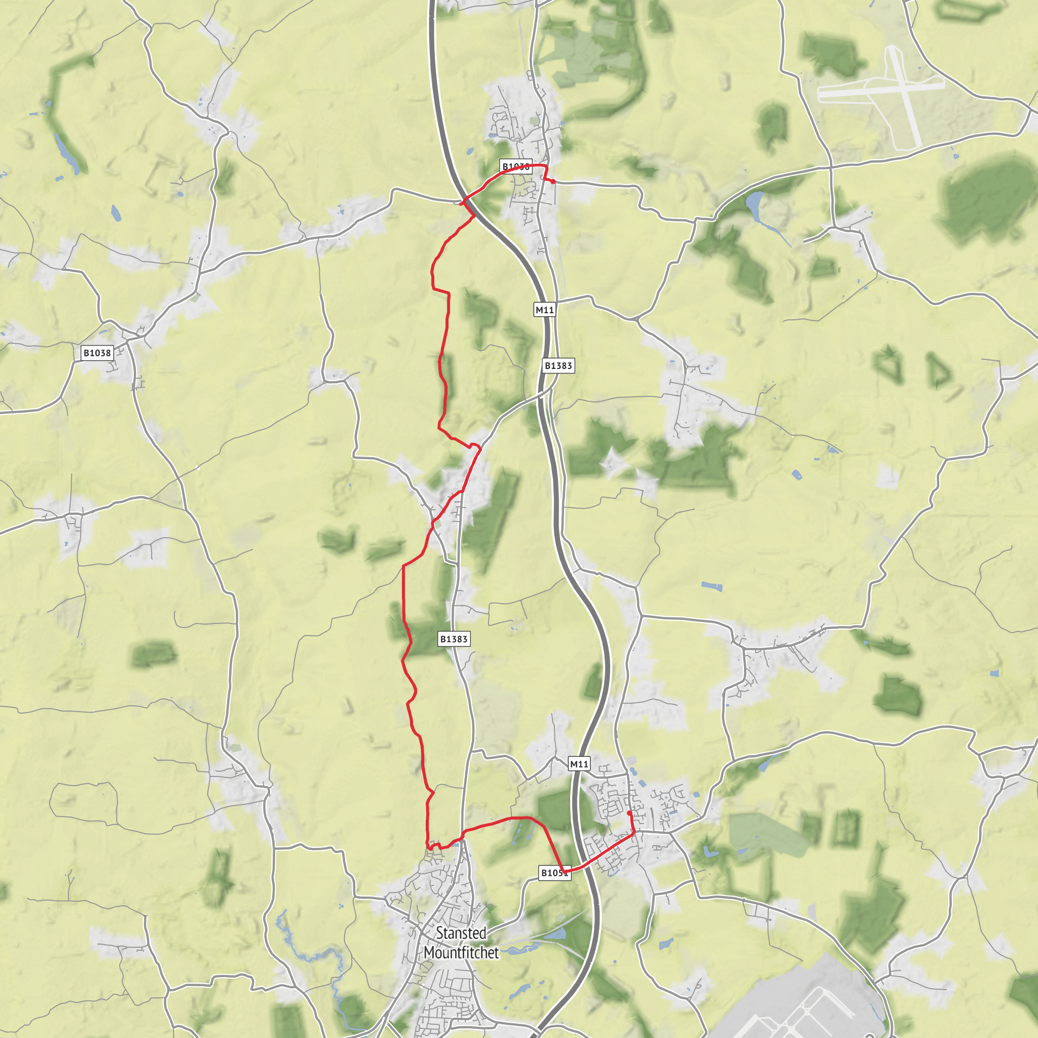 Elsenham to Newport Hike mobile static map