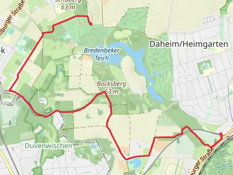 Tannenberg to Ahrensburg West via Volksdorfer Rundwanderweg and Lottbeker Teich