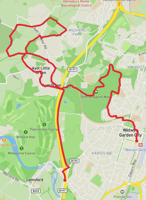 Hike on Welwyn Garden Loop mobile static map