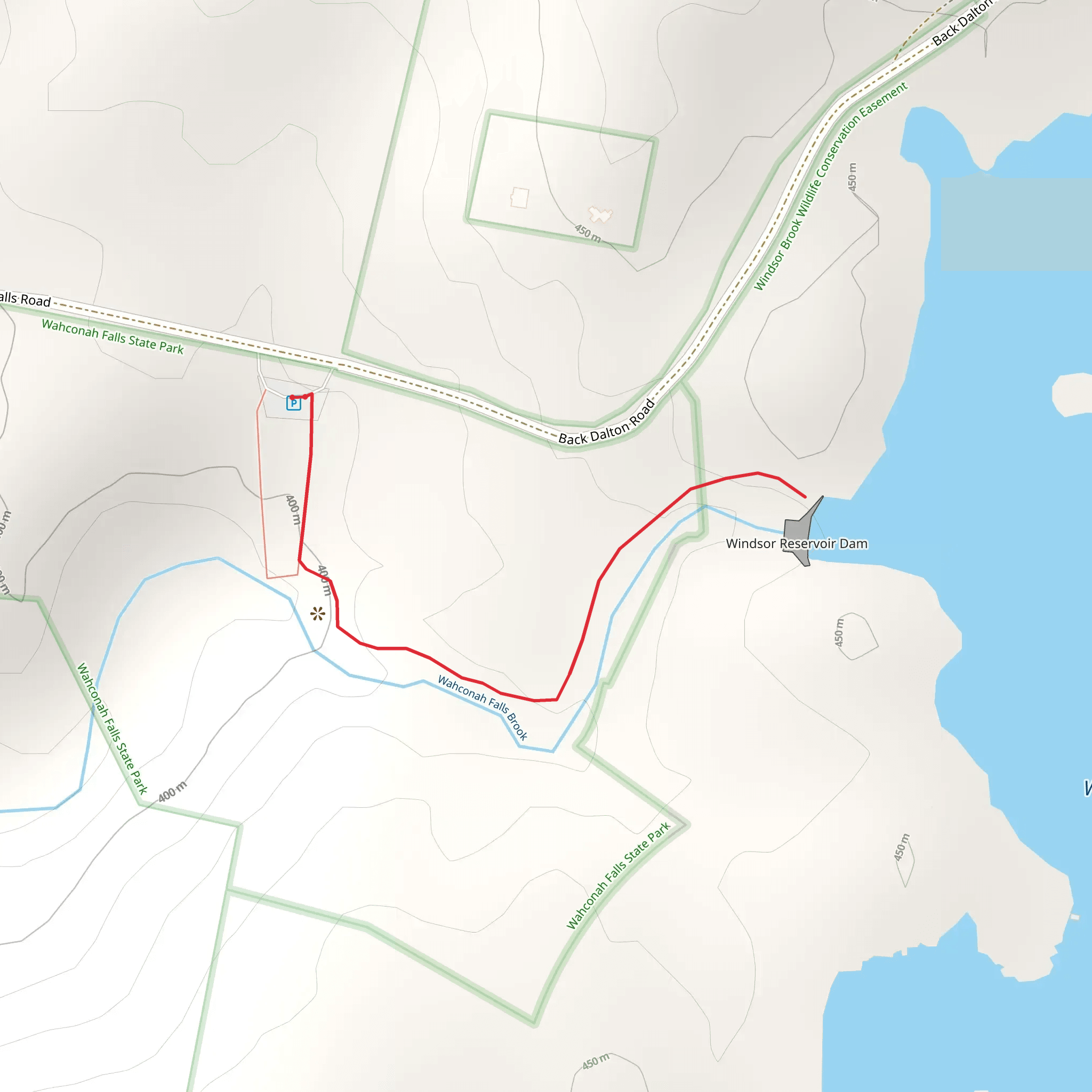 Wahconah Falls Brook and Windsor Reservoir mobile static map