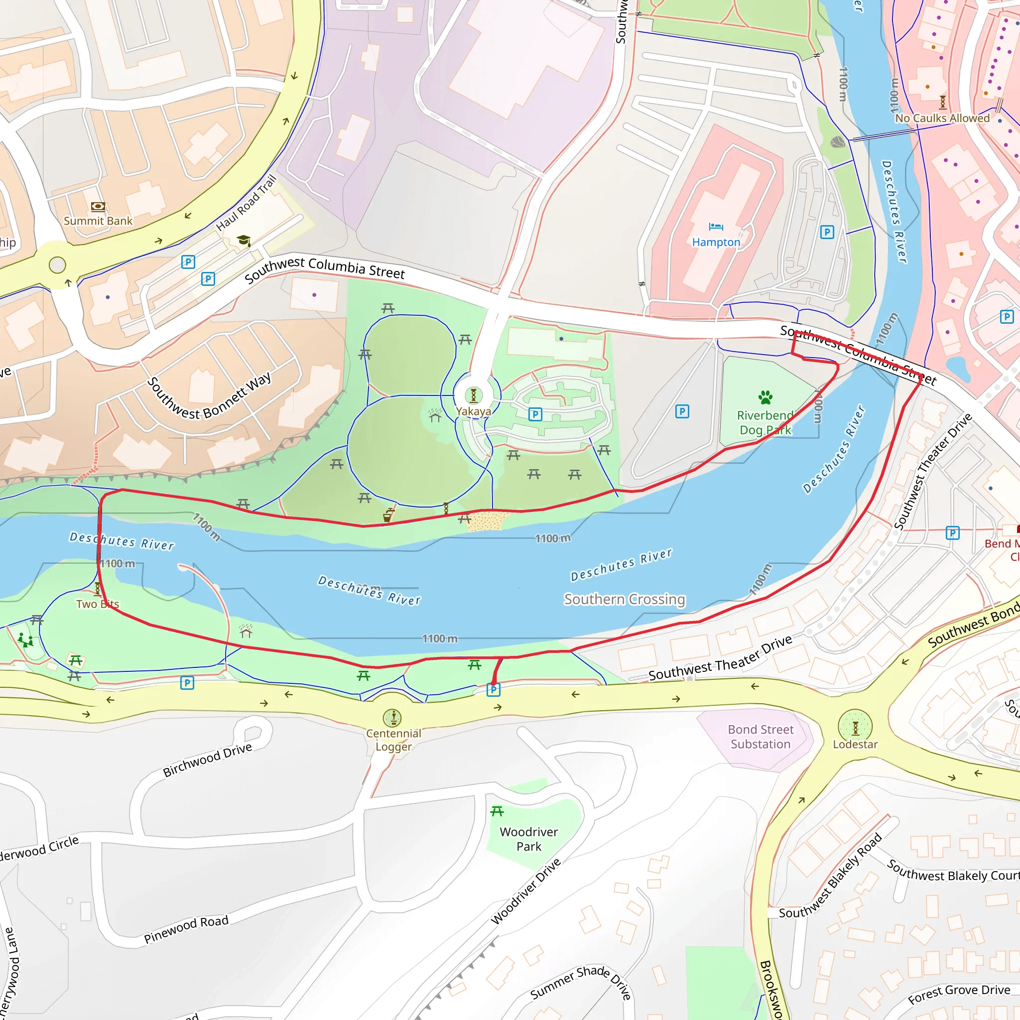 Riverbend Park Loop via Deschutes River mobile static map