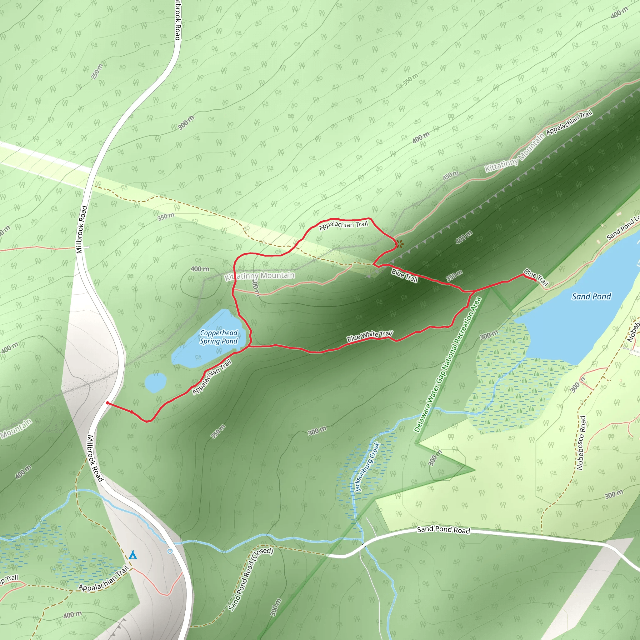 Sand Pond and Appalachian Trail Loop mobile static map