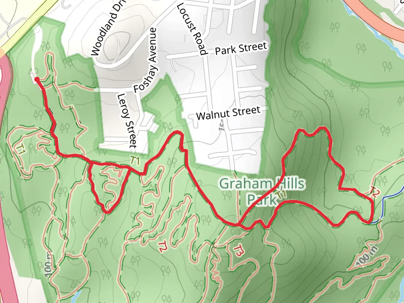 Blue Trail Loop from Graham Hills County Park Entranceway