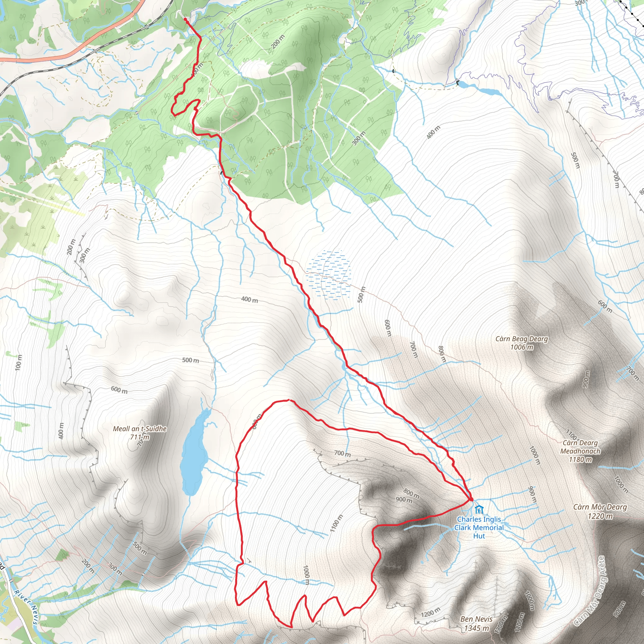 Ben Nevis - Carn Dearg - Ledge Route Loop mobile static map