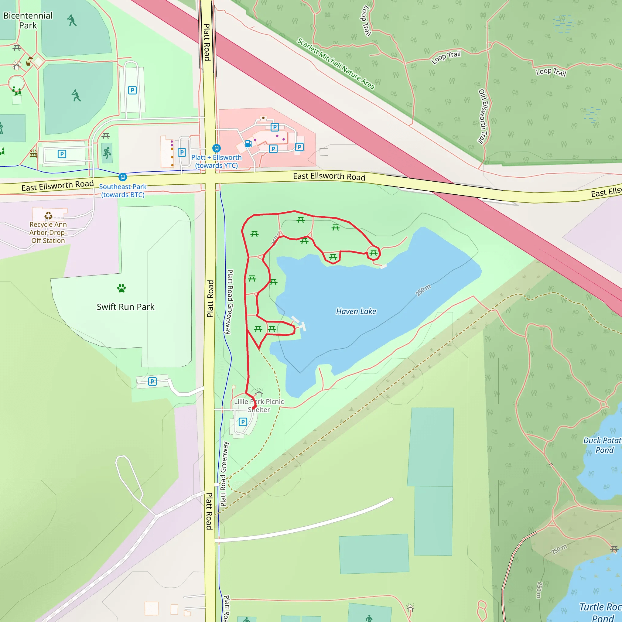 Haven Lake West Shore Loop mobile static map