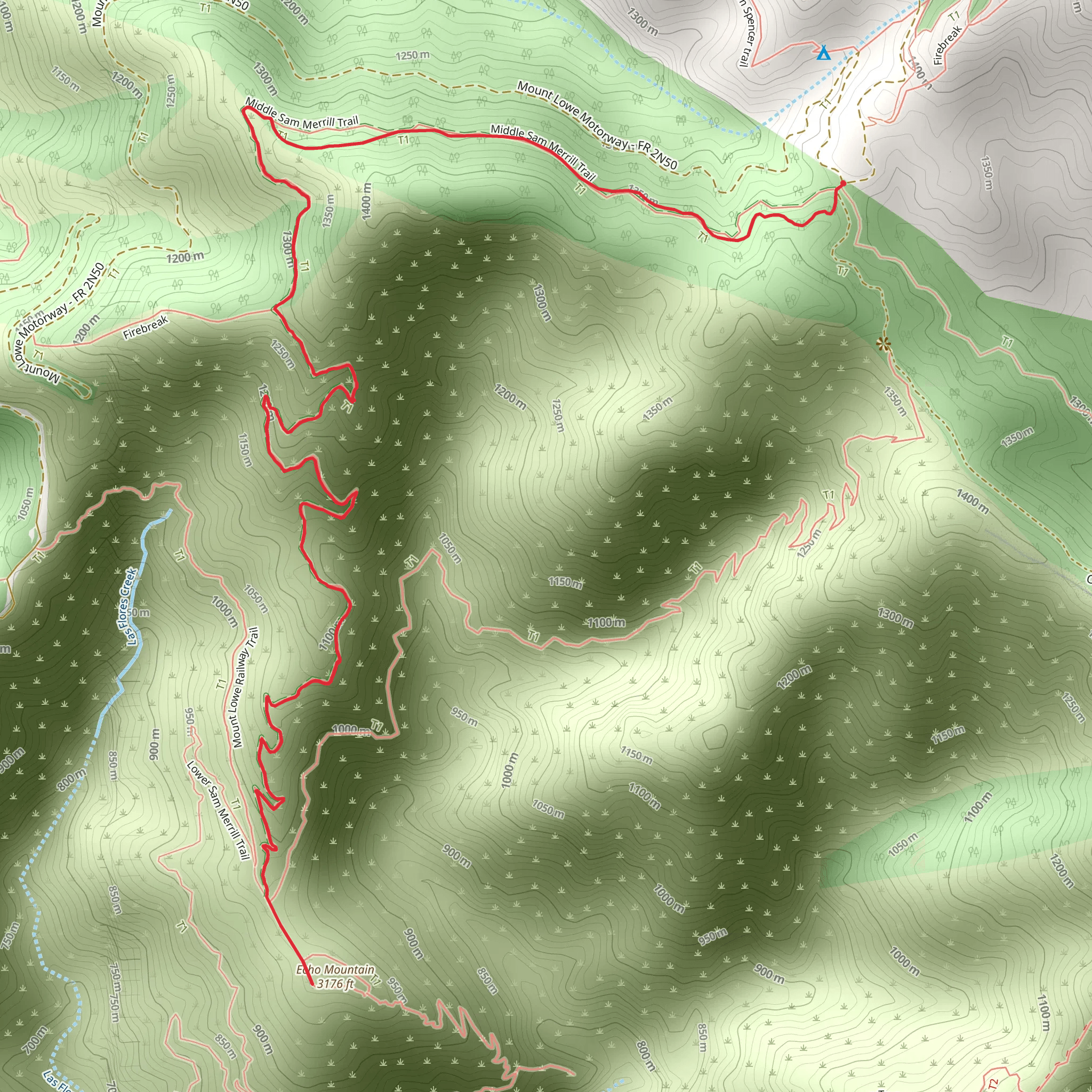 Echo Mountain via Middle Sam Merrill Trail mobile static map