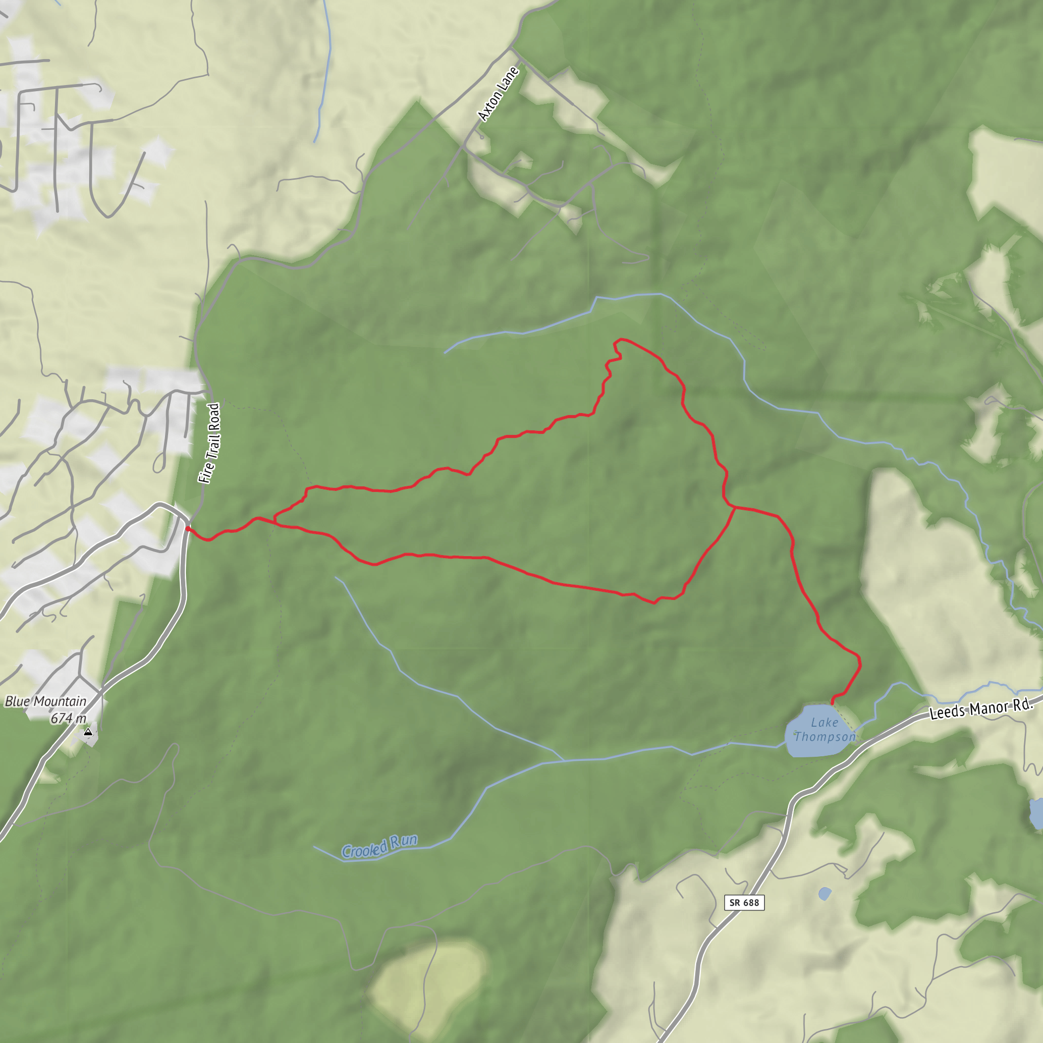 Lake Thompson via Appalachian Trail mobile static map