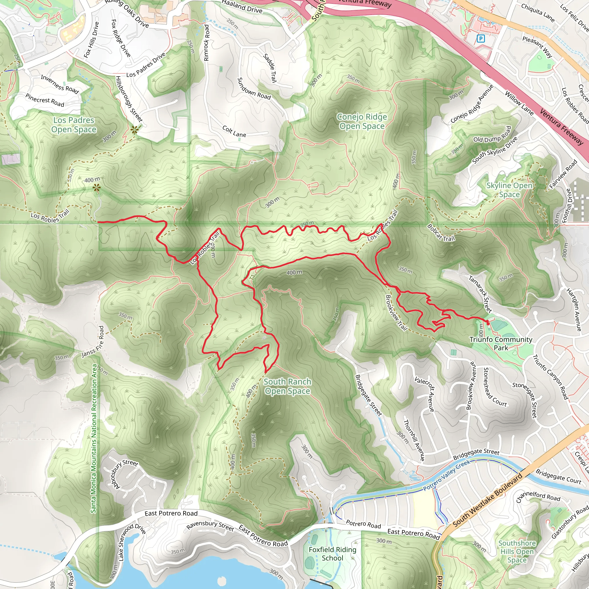 Los robles trail and Conejo Crest Loop Trail Loop mobile static map