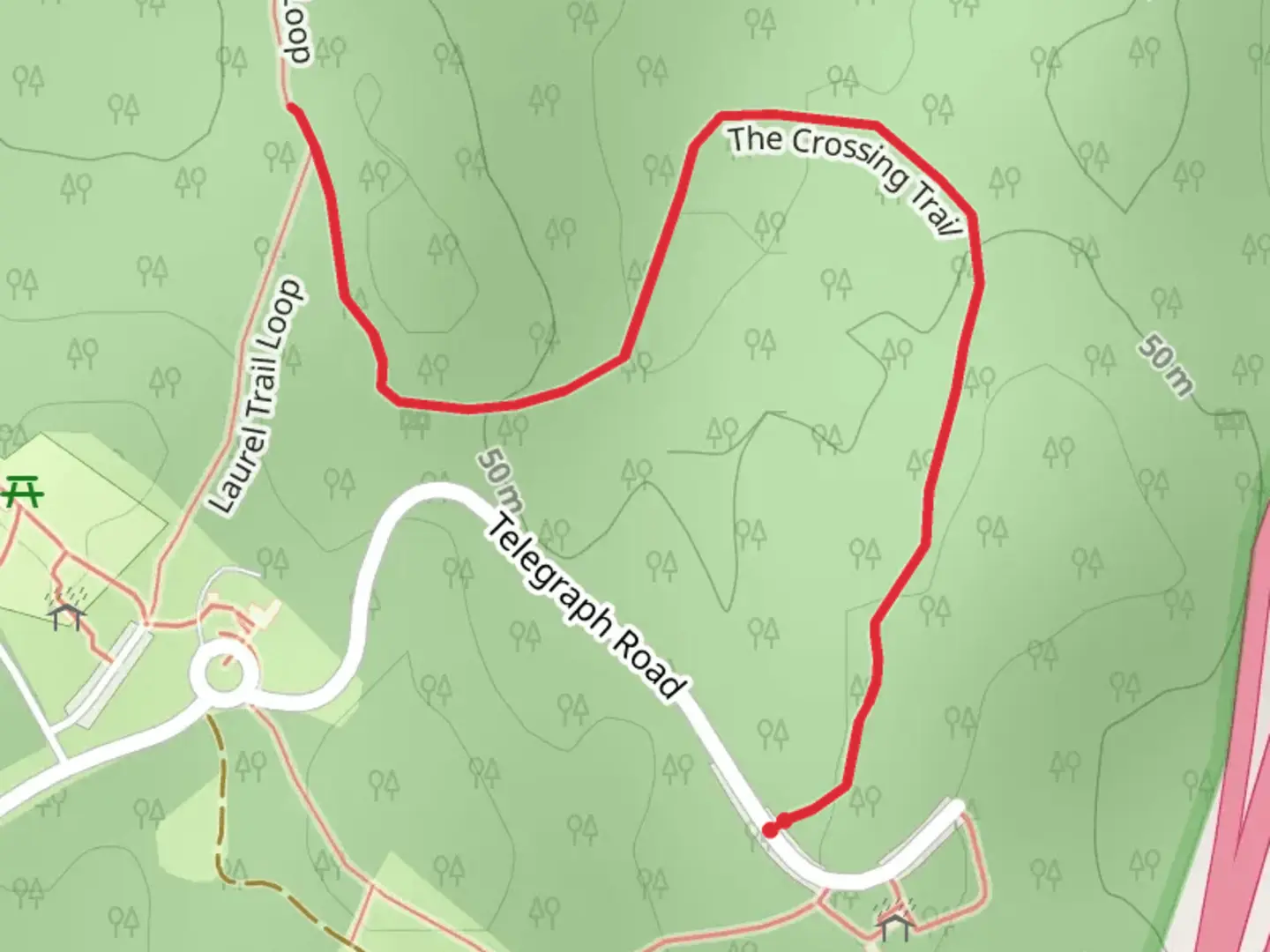 An image depicting the trail The Crossing Trail and its surrounding area.