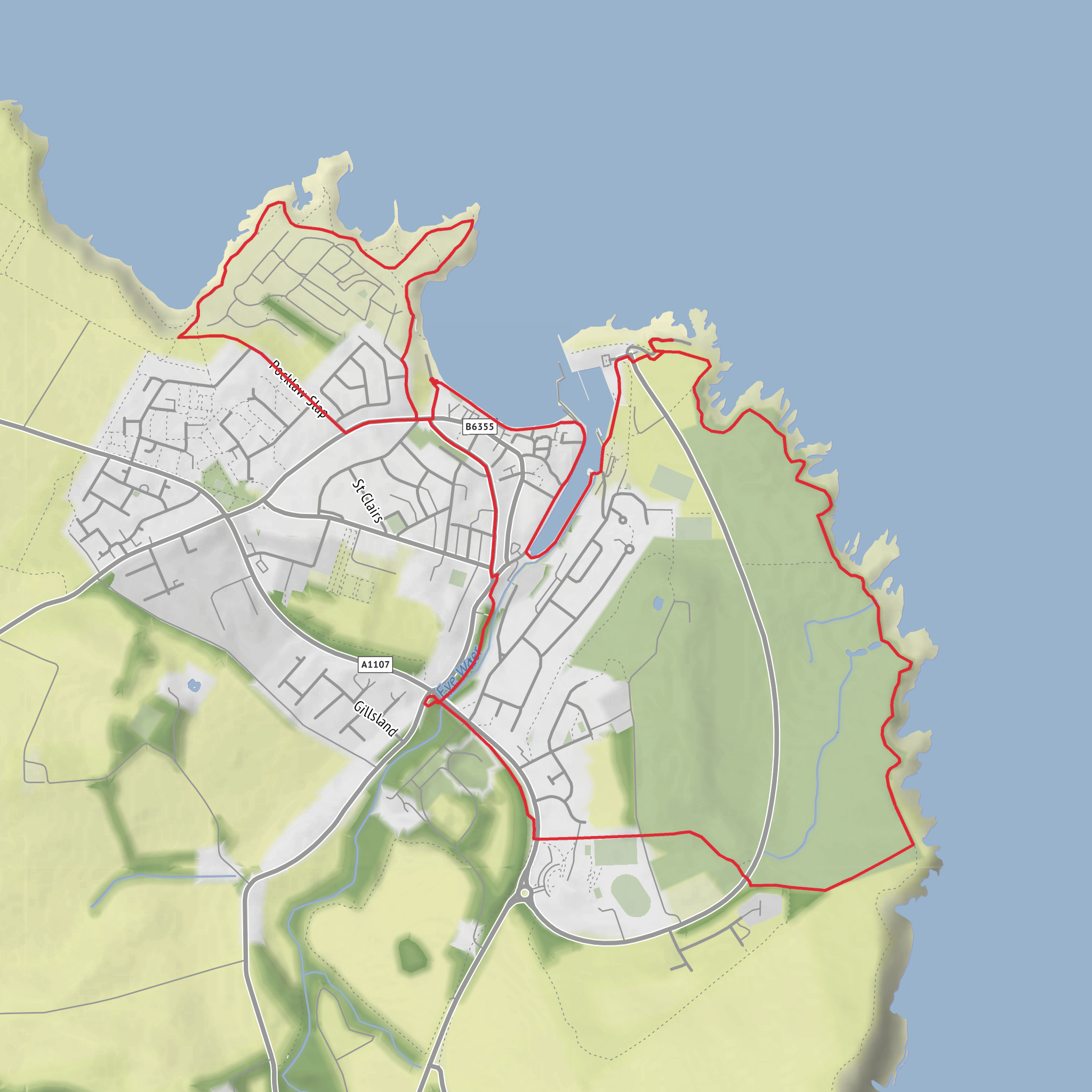 Eyemouth Fort, Elgy Loch and Killiedraught Bay Loop mobile static map
