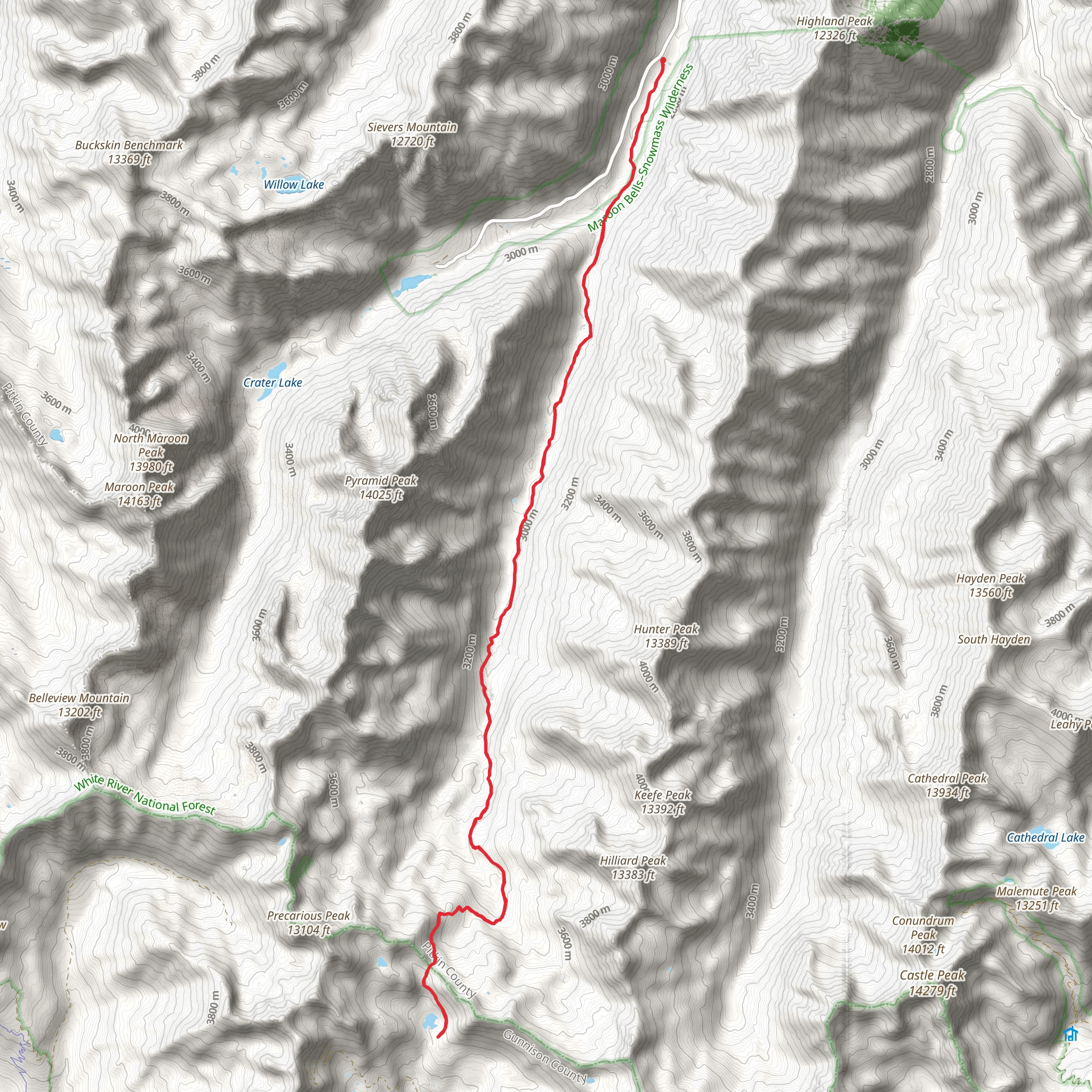 East Maroon Creek mobile static map