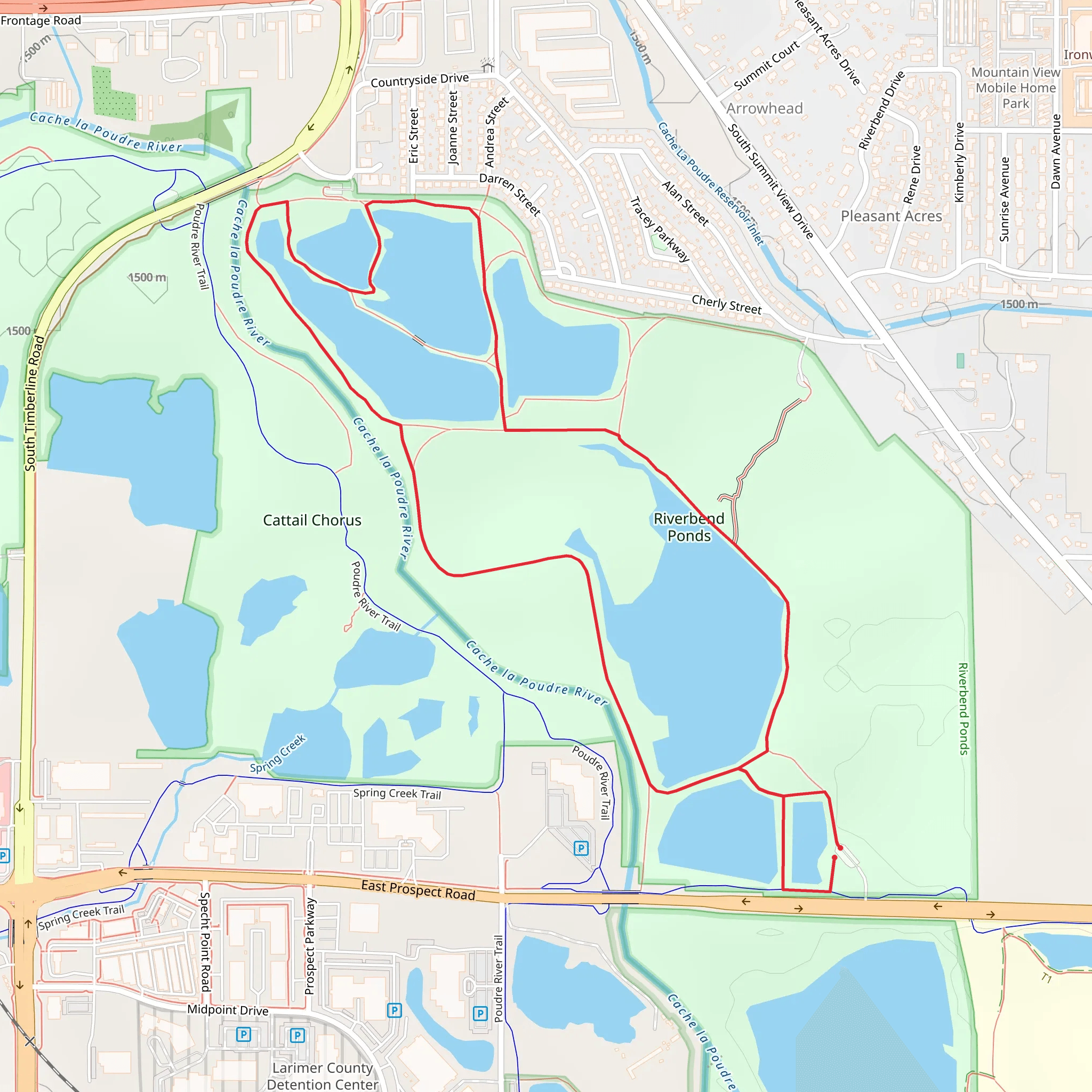 Riverbend Ponds Loop - East Prospect Road mobile static map