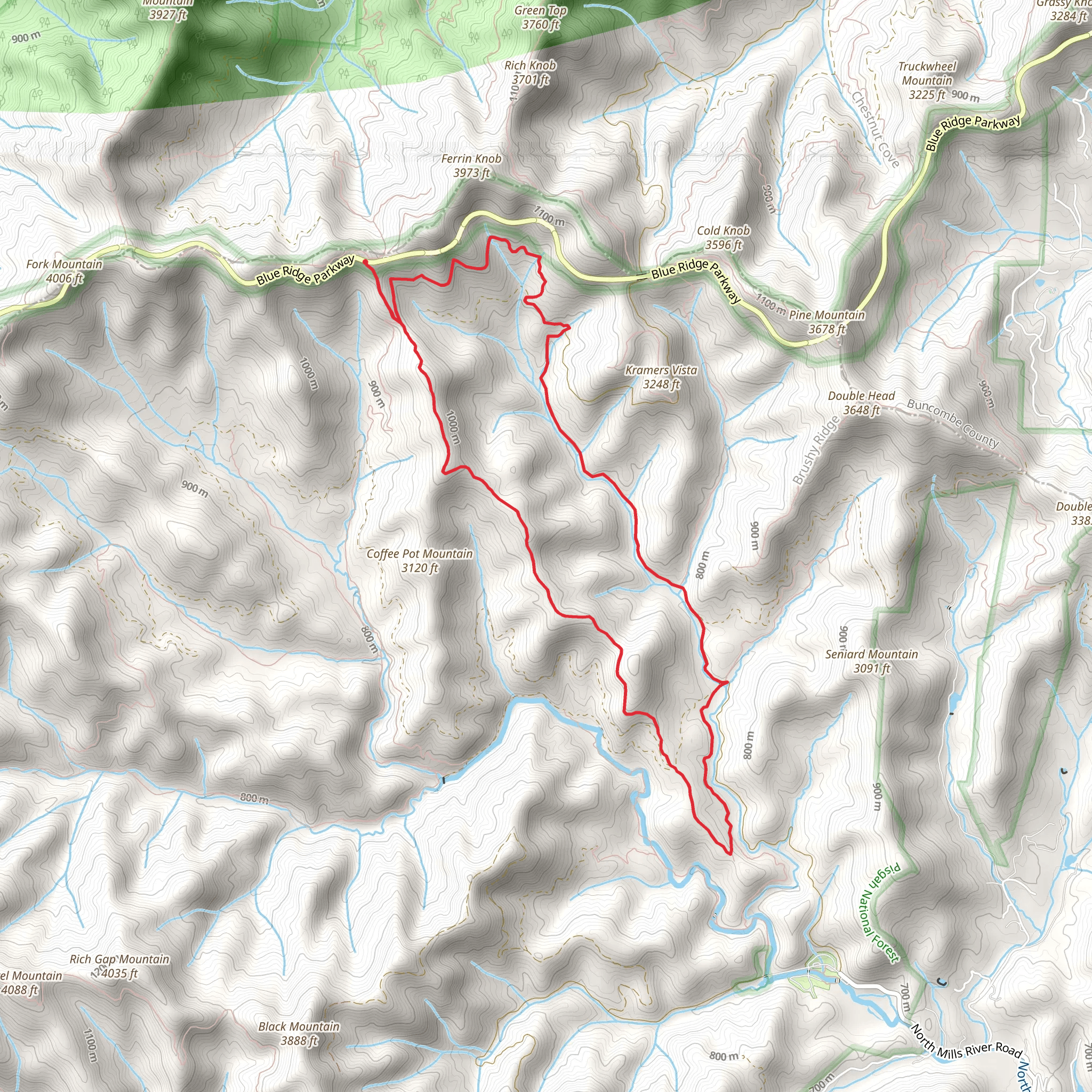 Trace Ridge and Wash Creek Road Loop mobile static map