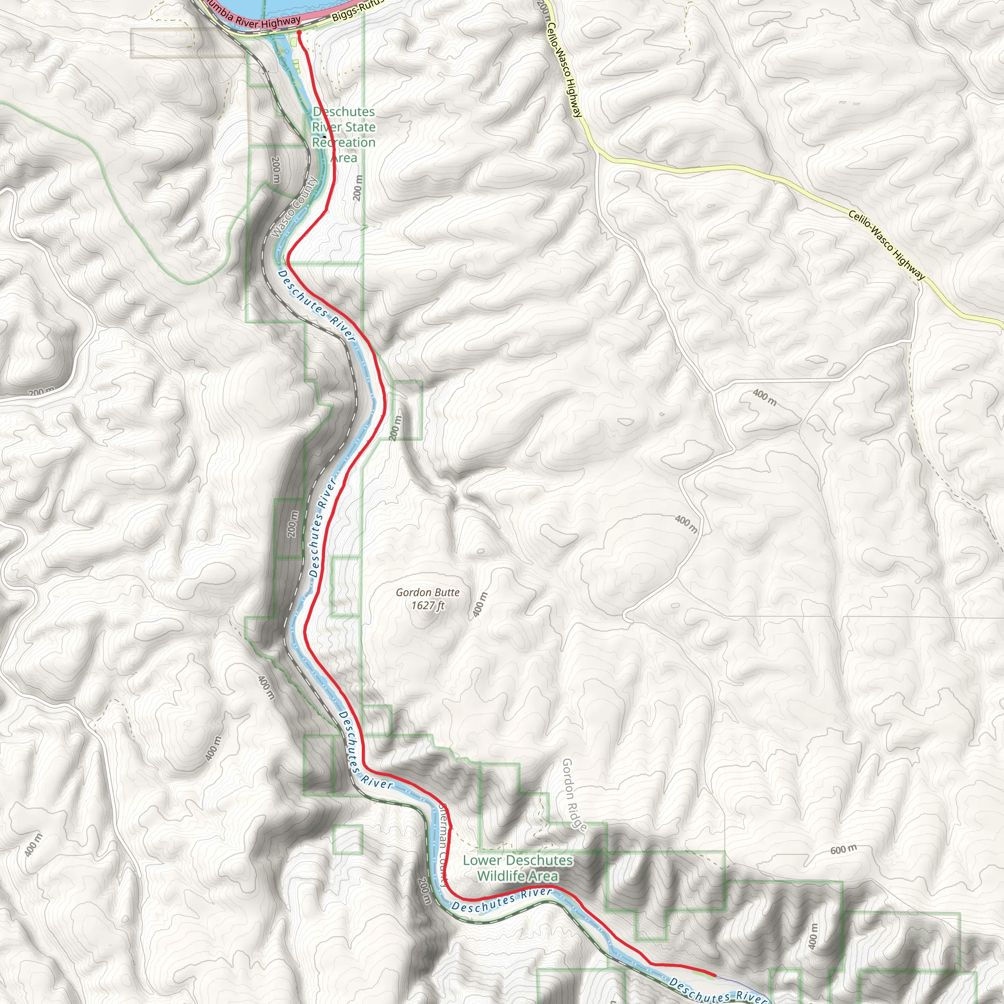 Deschutes River Trail mobile static map