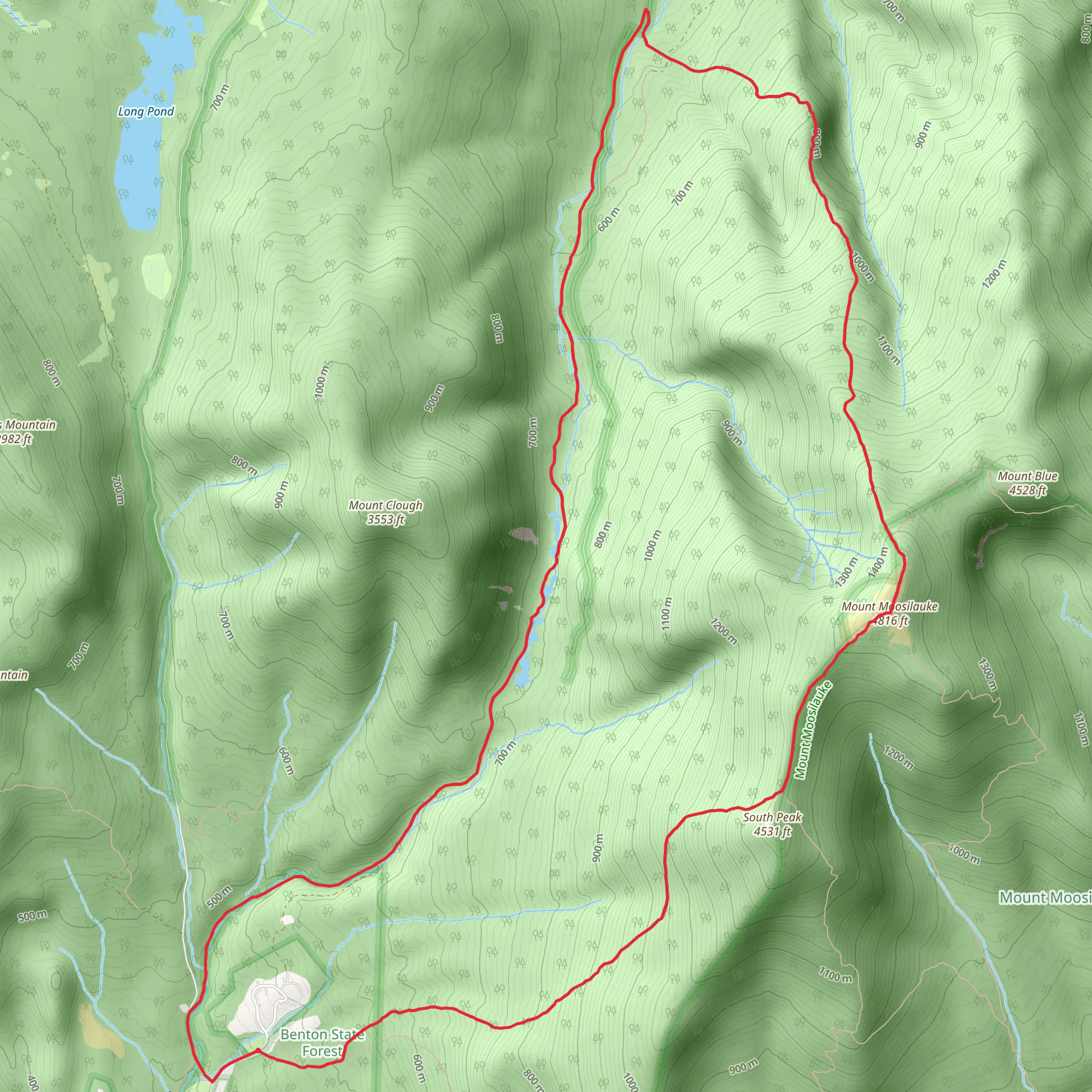 Mount Moosilauke, Benton Trail and Slide Brook Loop Trail mobile static map