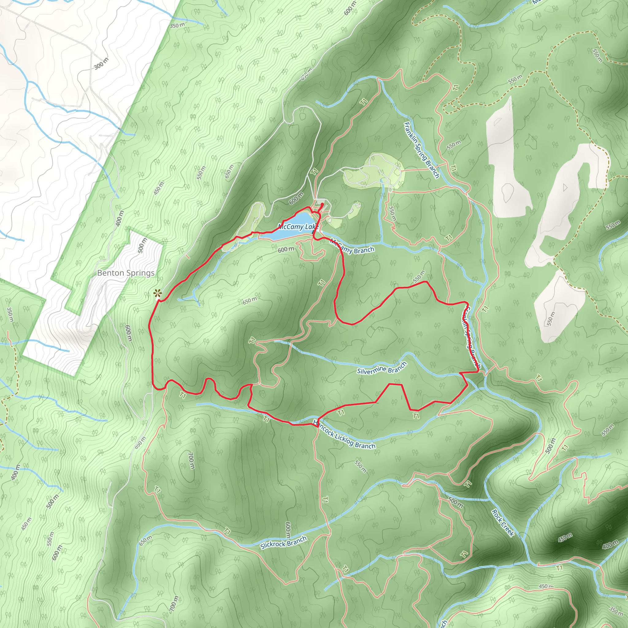 McCamy Lake, Benton Falls and Slick Rock Hancock Loop mobile static map