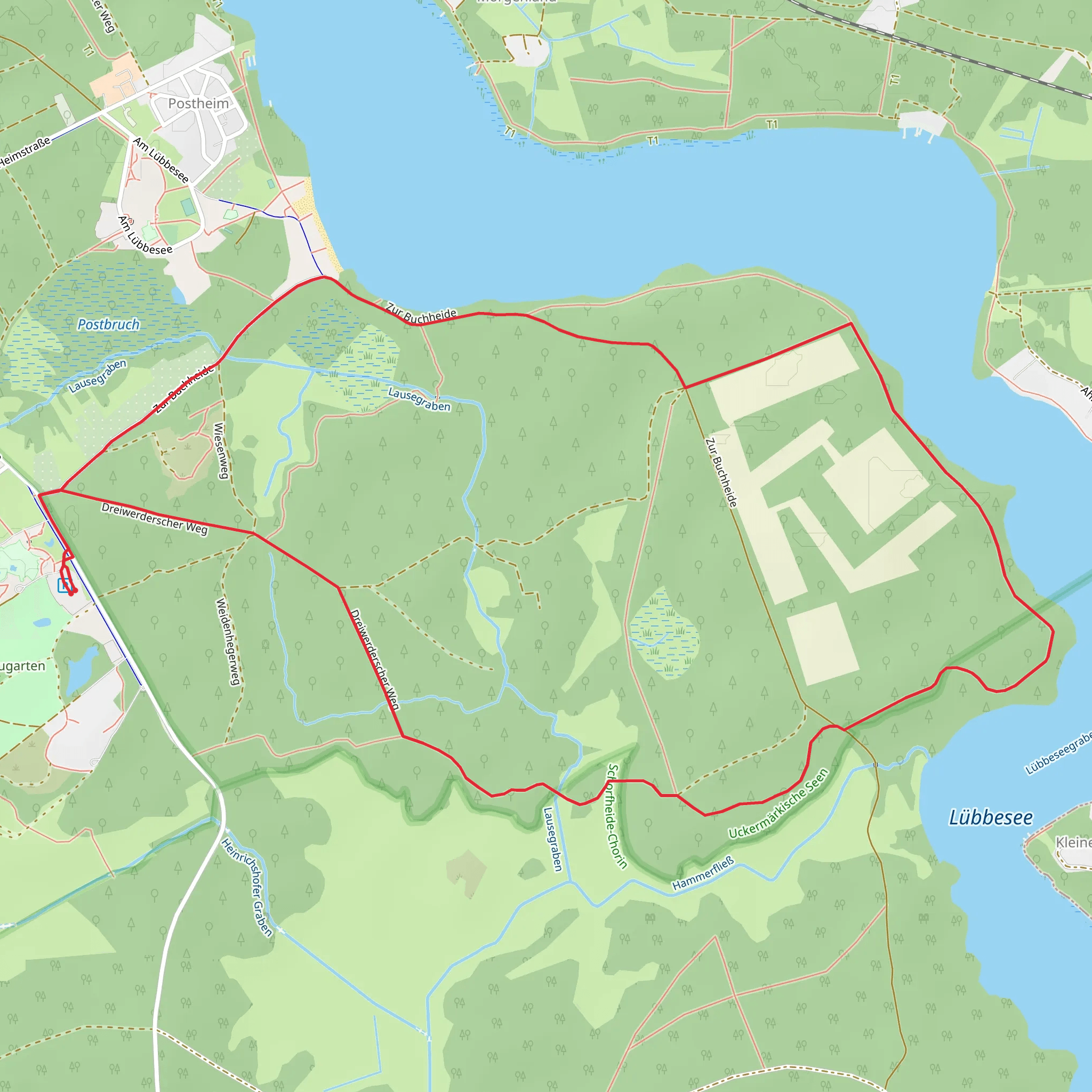 Lübbesee via Gelber Balken and Gelber Punkt mobile static map