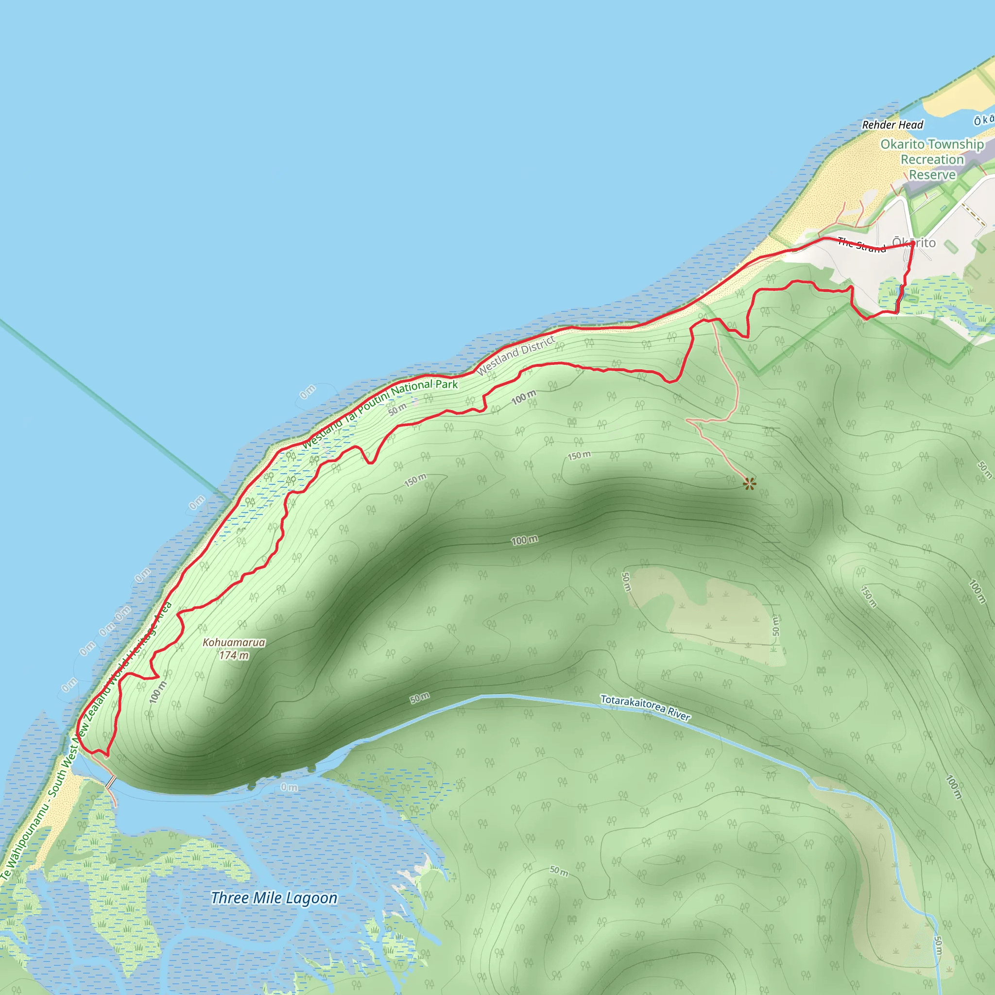 Three Mile Pack Track - Ōkārito Coastal Walk mobile static map