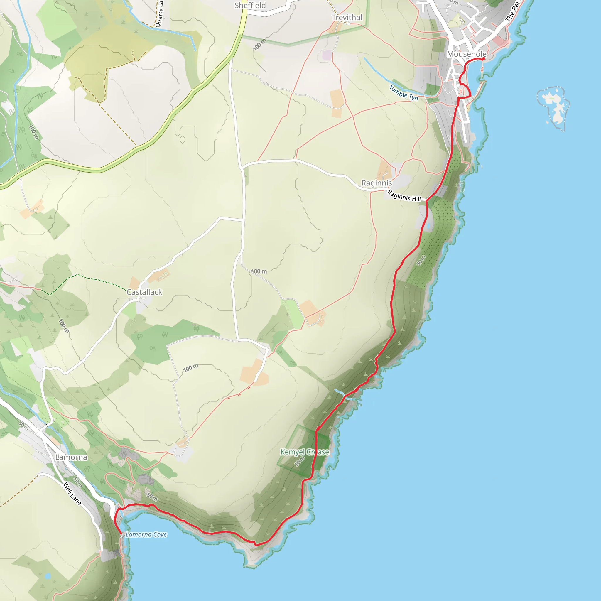 Kemyel Crease and Lamorna Cove mobile static map