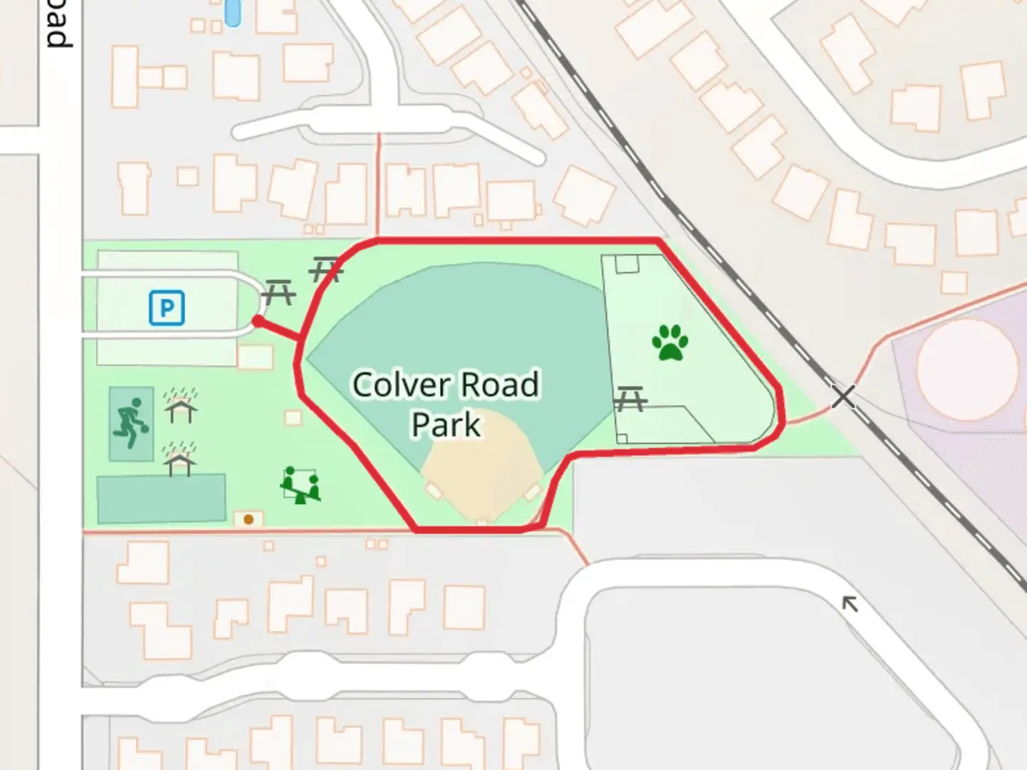 An image depicting the trail Colver Road Park Loop and its surrounding area.