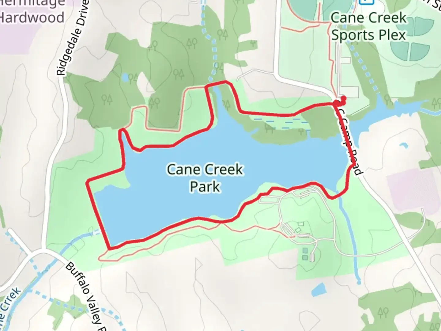 An image depicting the trail Cane Creek Lake Loop and its surrounding area.