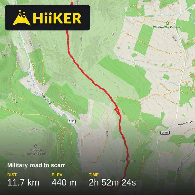 A map preview of the recording Military road to scarr.