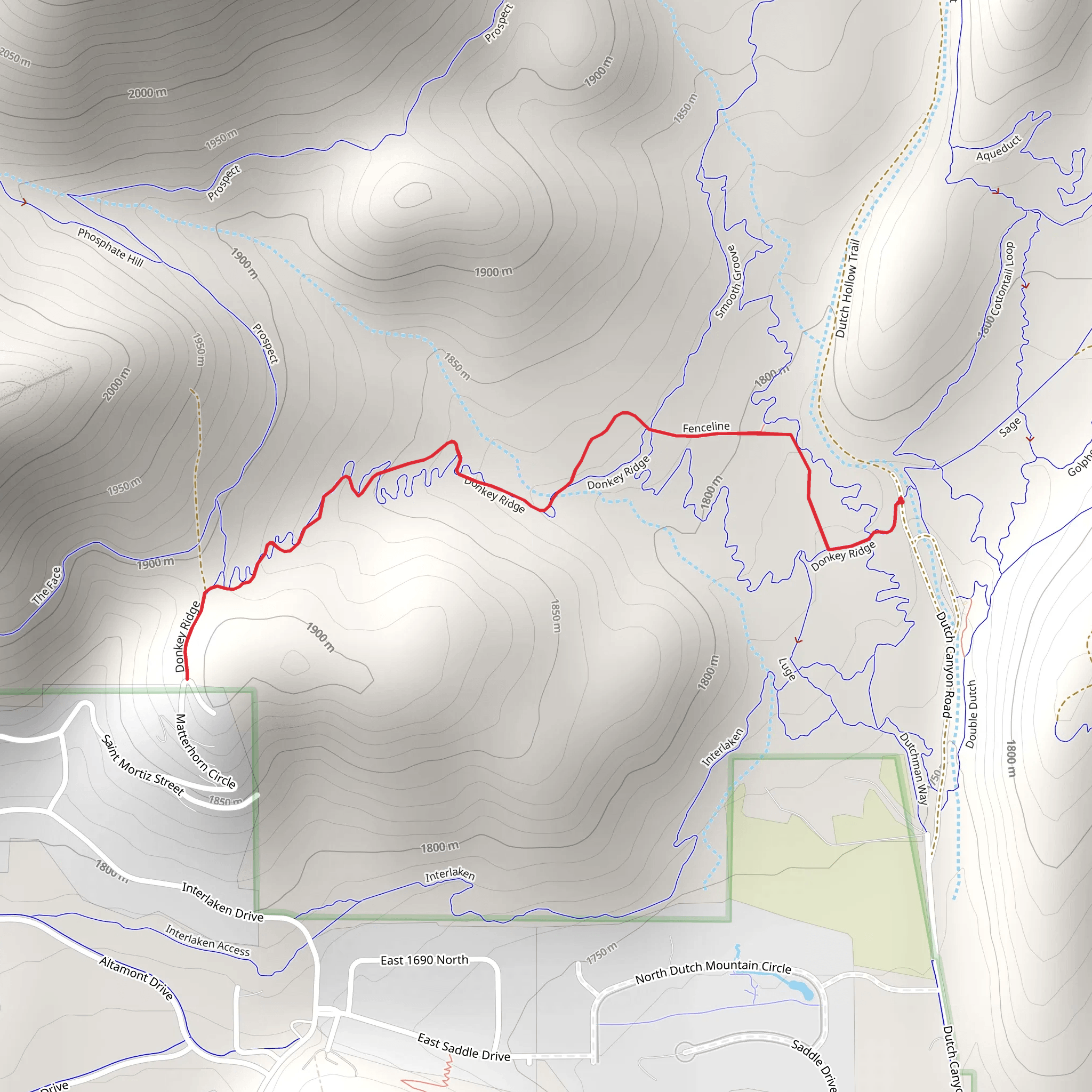 Fenceline and Donkey Ridge Walk mobile static map