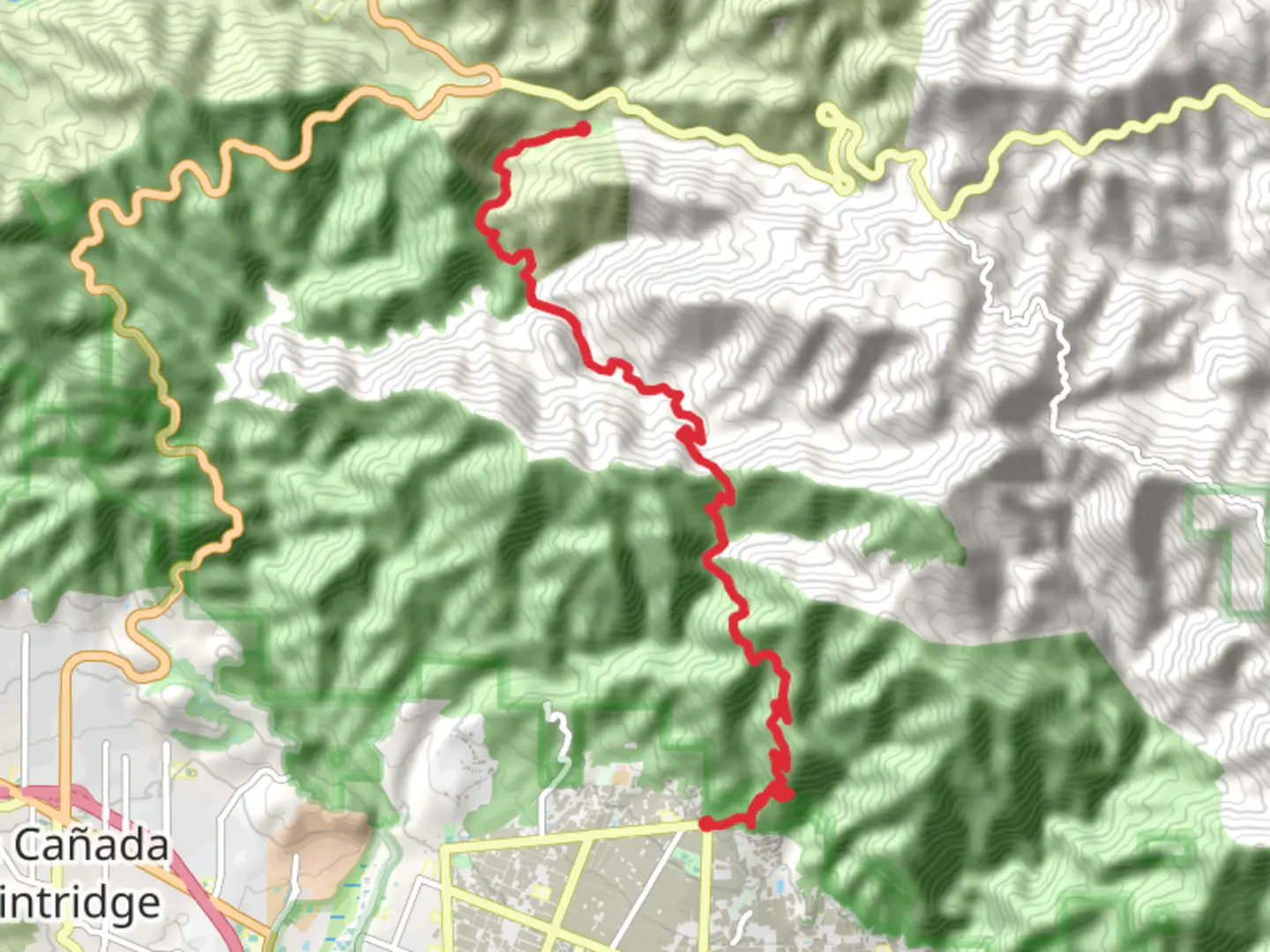 An image depicting the trail Lower Sam Merrill and Gabrielino Trail and its surrounding area.