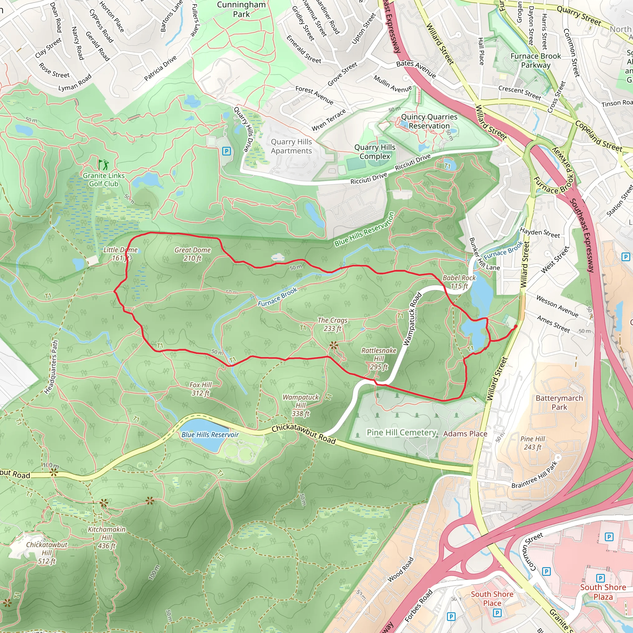 Rattlesnake Hill and Little Dome Loop via Sawcut Notch Path mobile static map