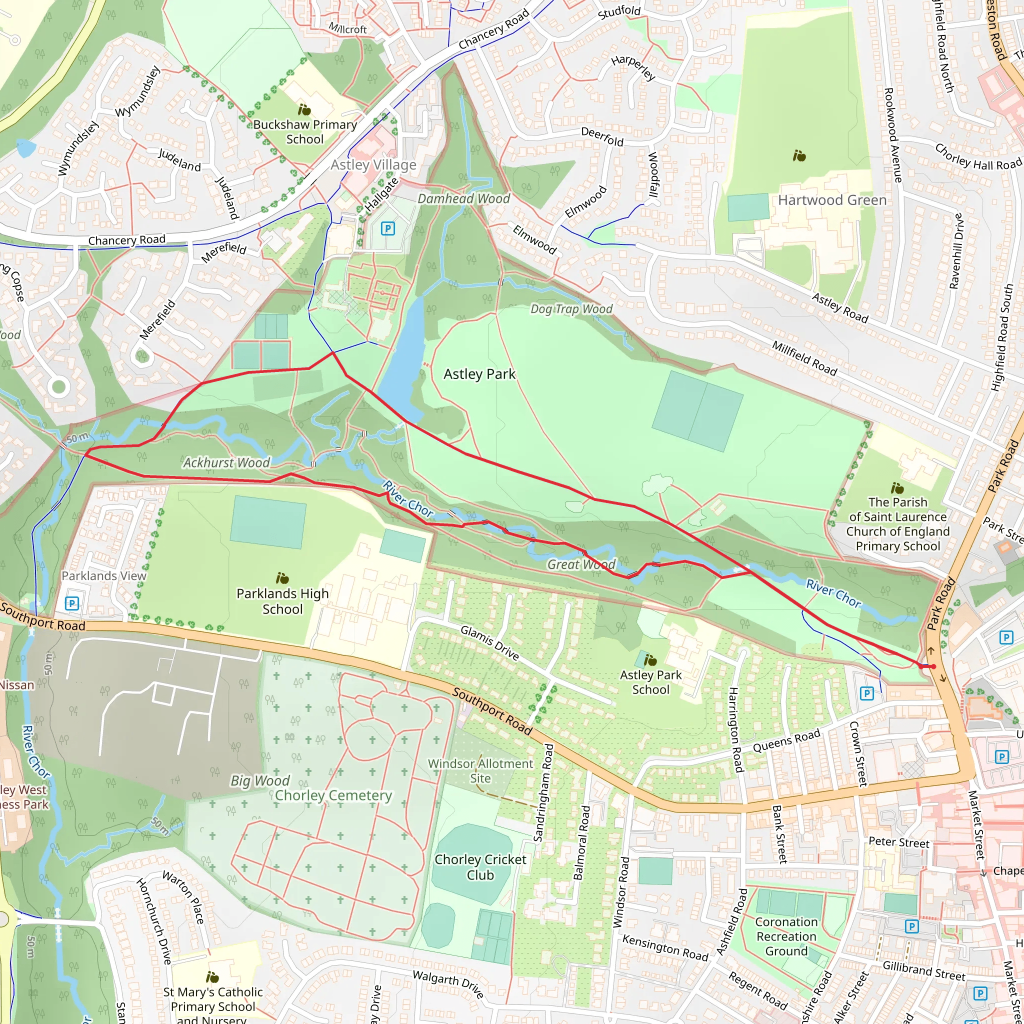 Astley Park Loop mobile static map