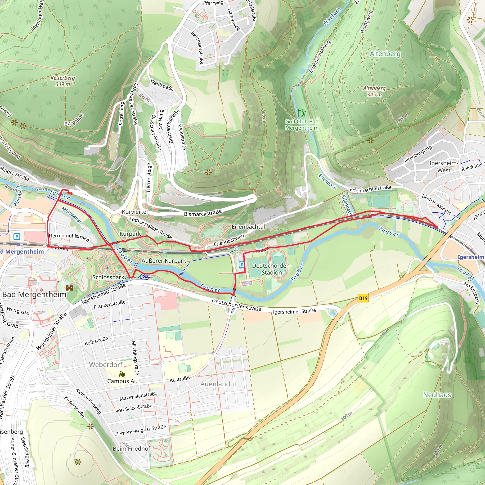 Tauber via Pfarrer-Sebastian Kneipn Weg and Main Neckar Rhein Weg mobile static map