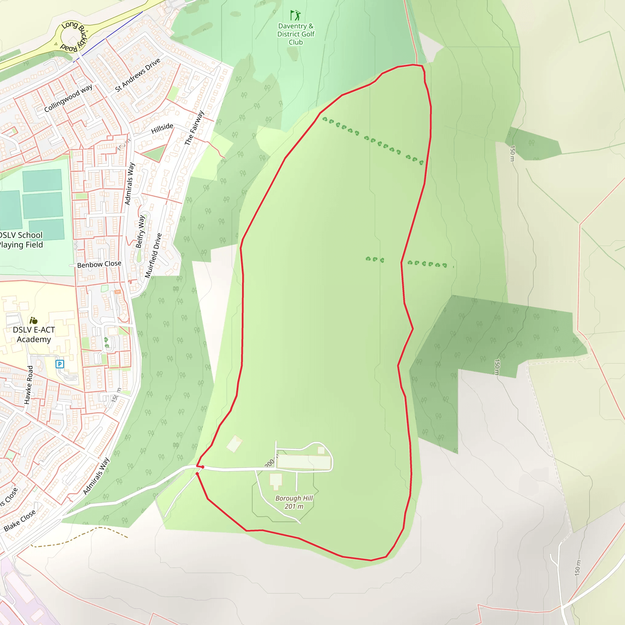 Borough Hill Daventry mobile static map