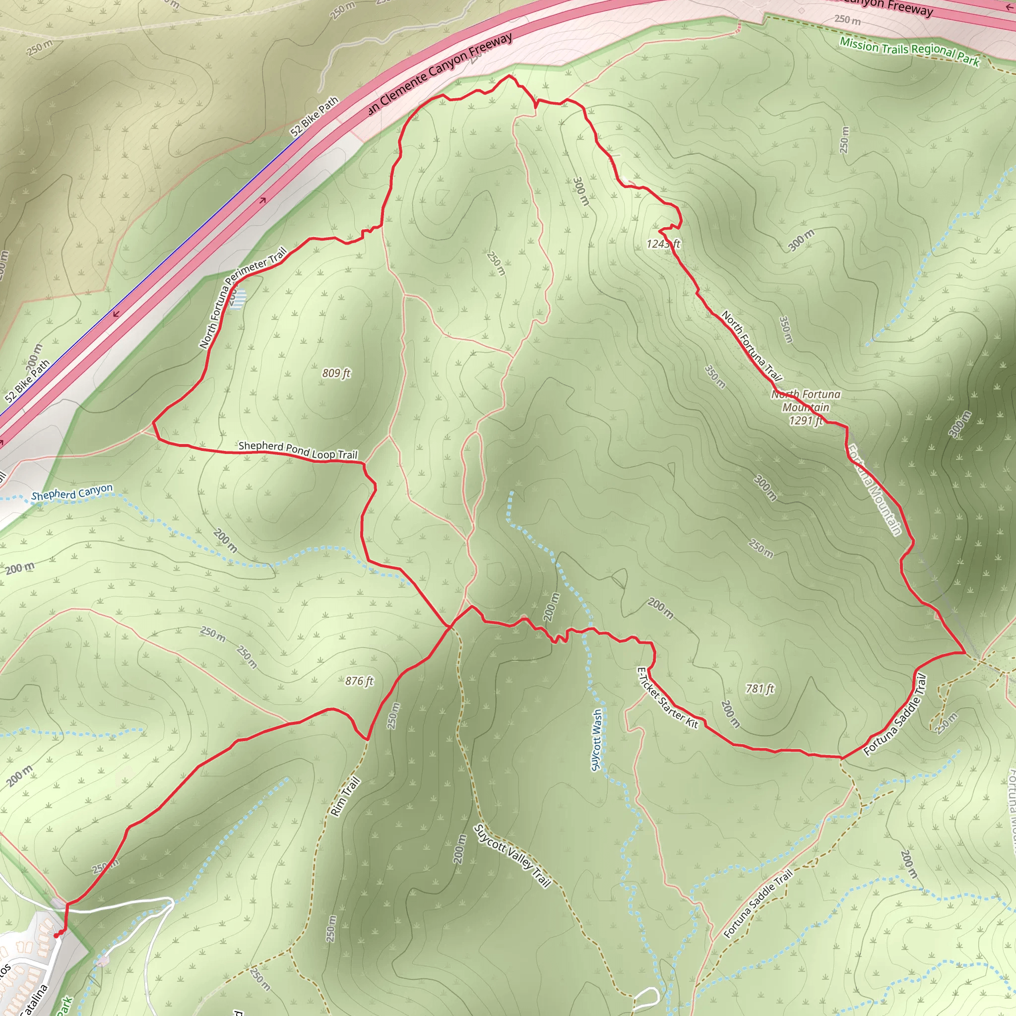 North Fortuna Perimeter, North Fortuna Mountain and E-Ticket Starter Kit Loop Trail mobile static map