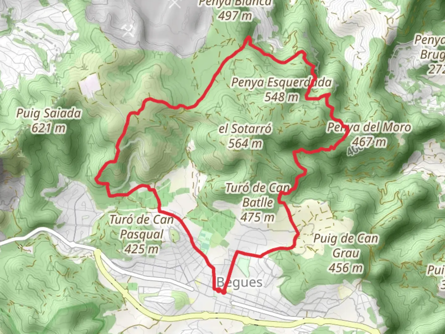 An image depicting the trail Route of the Sources PR C 160 and its surrounding area.