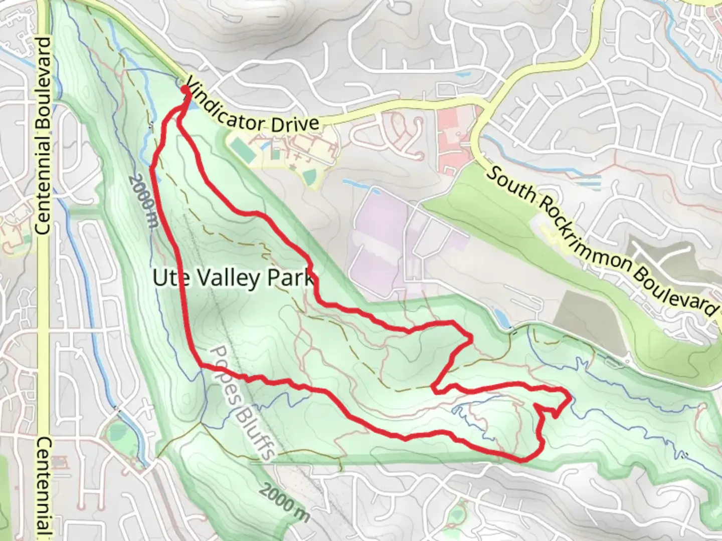An image depicting the trail Ute Valley Park Trail Loop and its surrounding area.