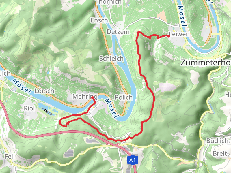 Mehring to Leiwen Walk mobile static map