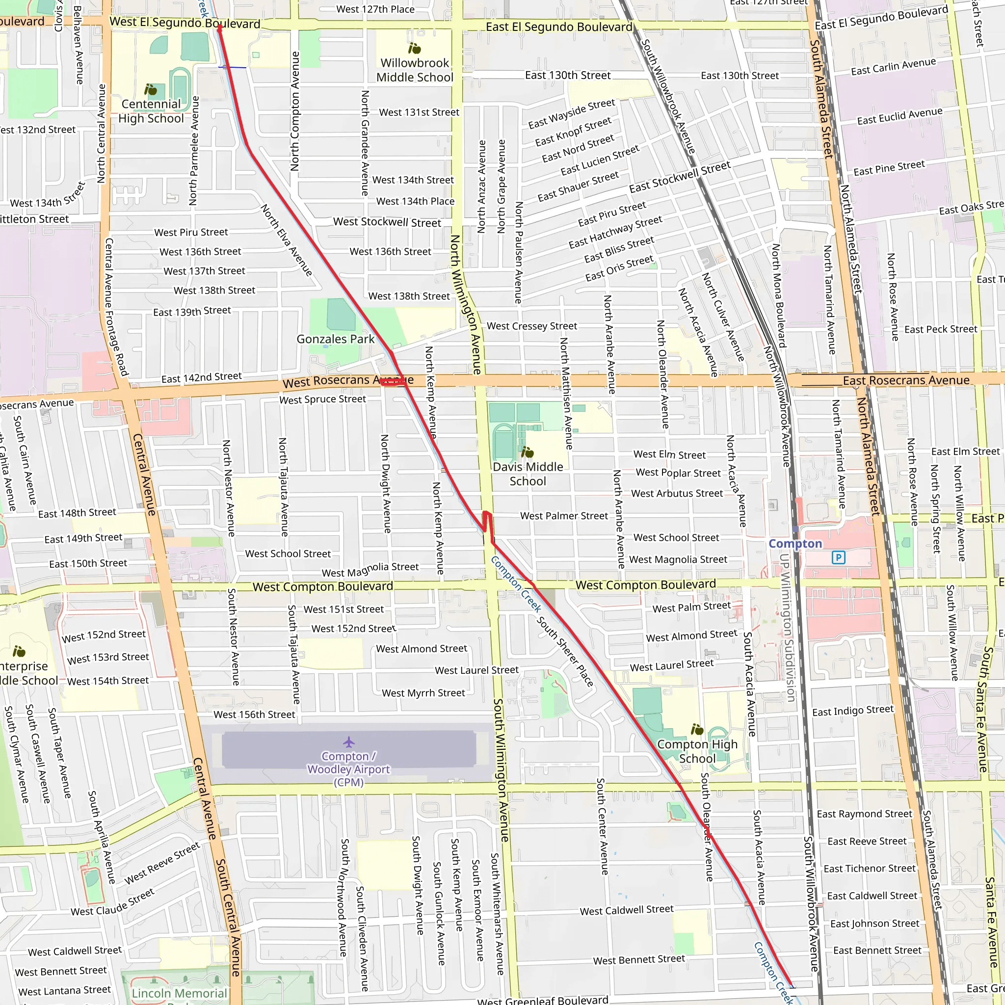 Compton Creek Path mobile static map